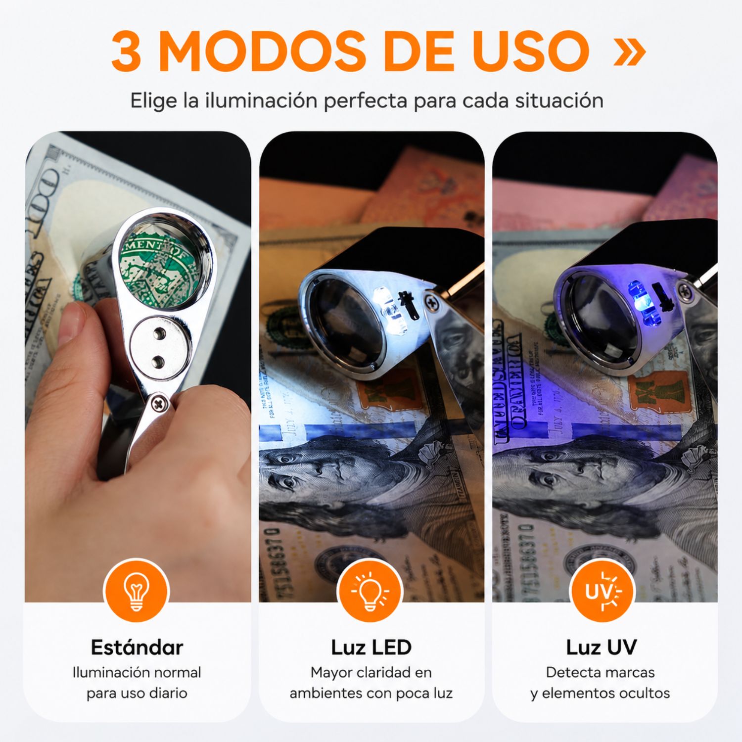 LUPA METÁLICA 40X 25MM CON LUZ LED GEÓLOGO JOYERO LUZ MINERÍA - 6