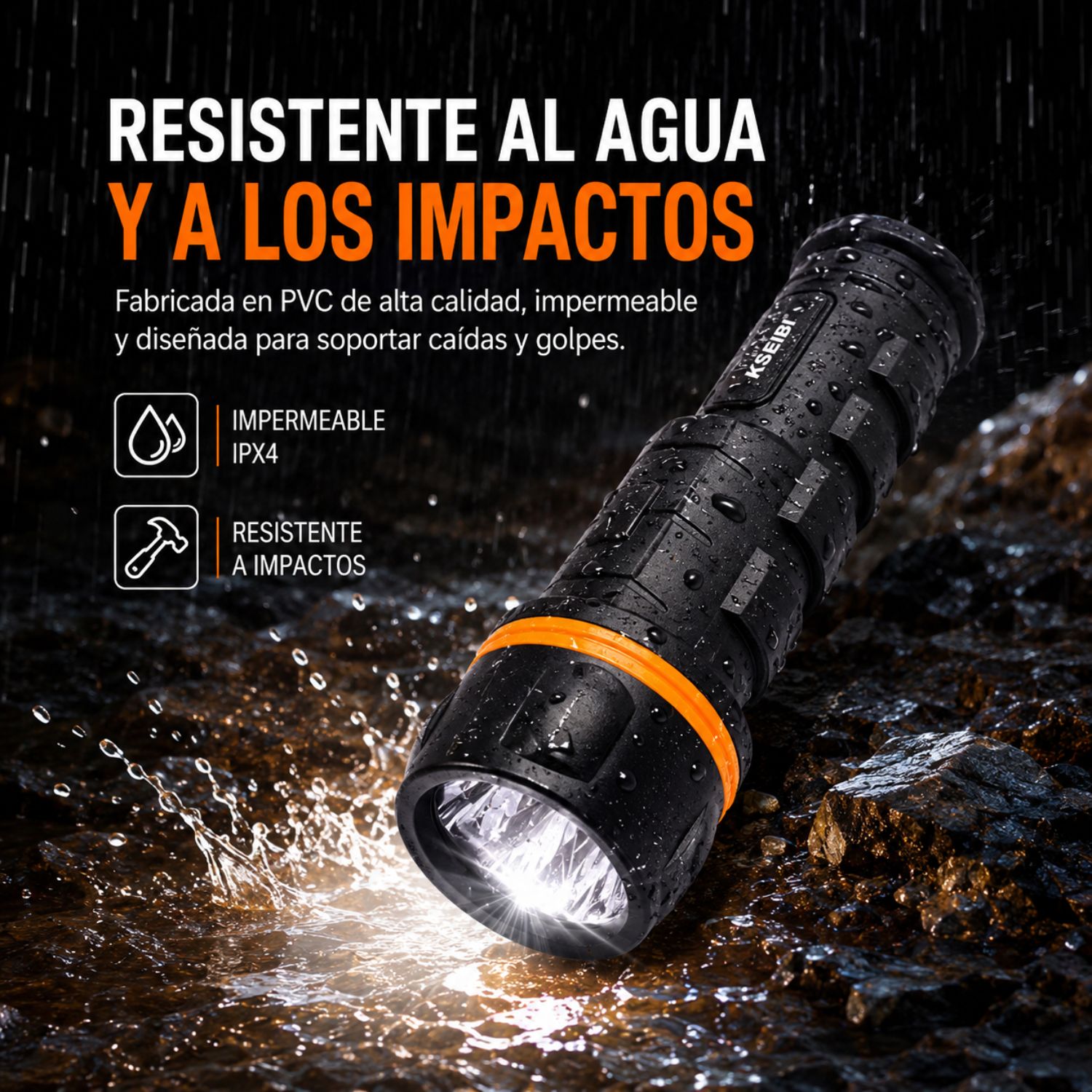 LINTERNA DE MANO LED RESISTENTE AL AGUA PARA HOGAR TRABAJO CAMPING EMERGENCIAS Y ACTIVIDADES AL AIRE LIBRE - 7
