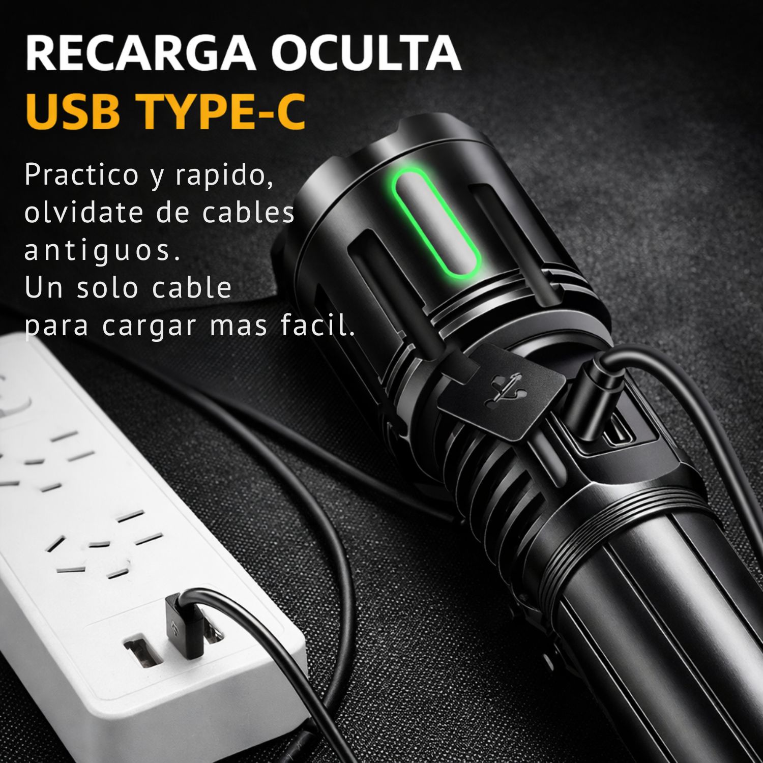 LINTERNA TÁCTICA RECARGABLE LED ALTA POTENCIA 30W ZOOM TELESCÓPICO PANTALLA DIGITAL BATERÍA 5800MAH ALCANCE 3000M - 6