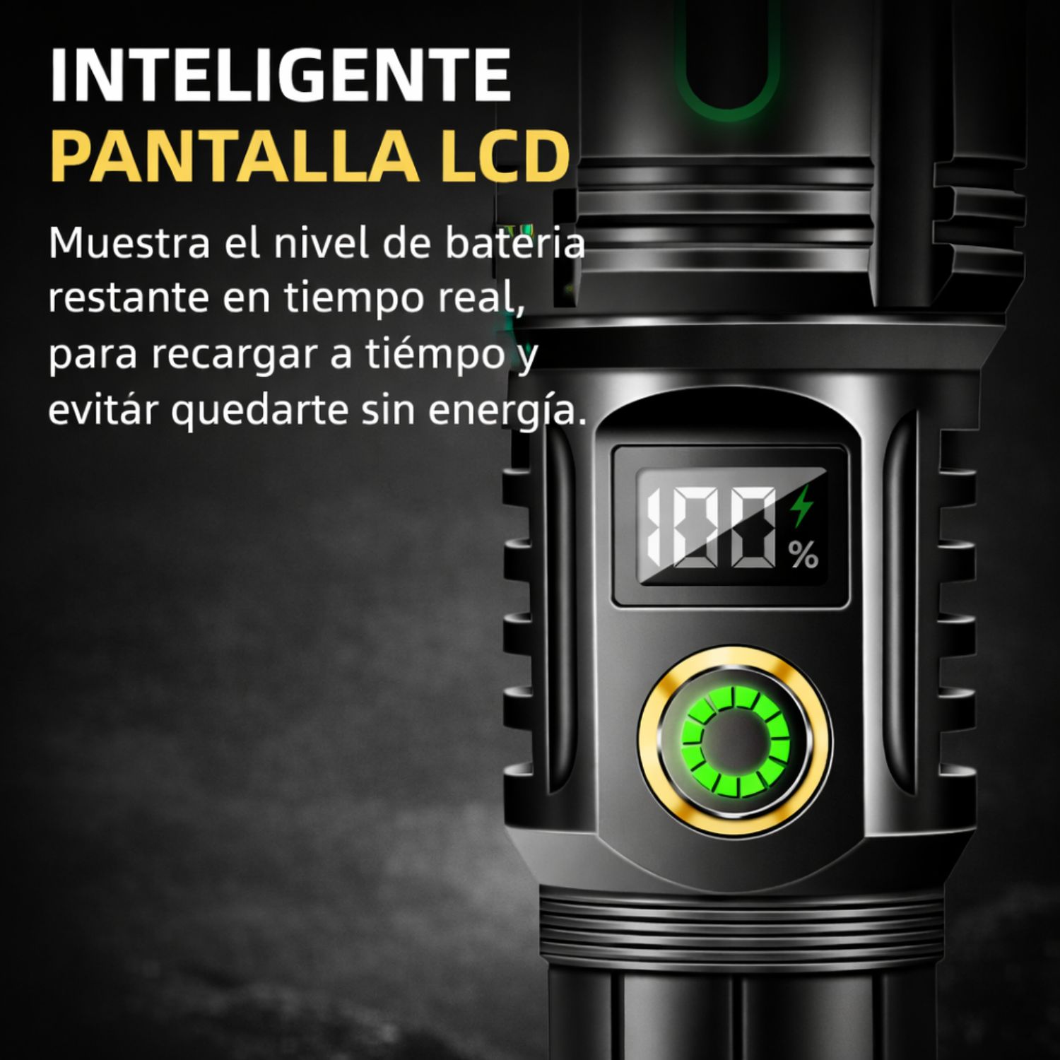 LINTERNA PROFESIONAL RECARGABLE ALTA POTENCIA ZOOM AJUSTABLE PANTALLA DIGITAL BATERÍA 5800MAH - 4