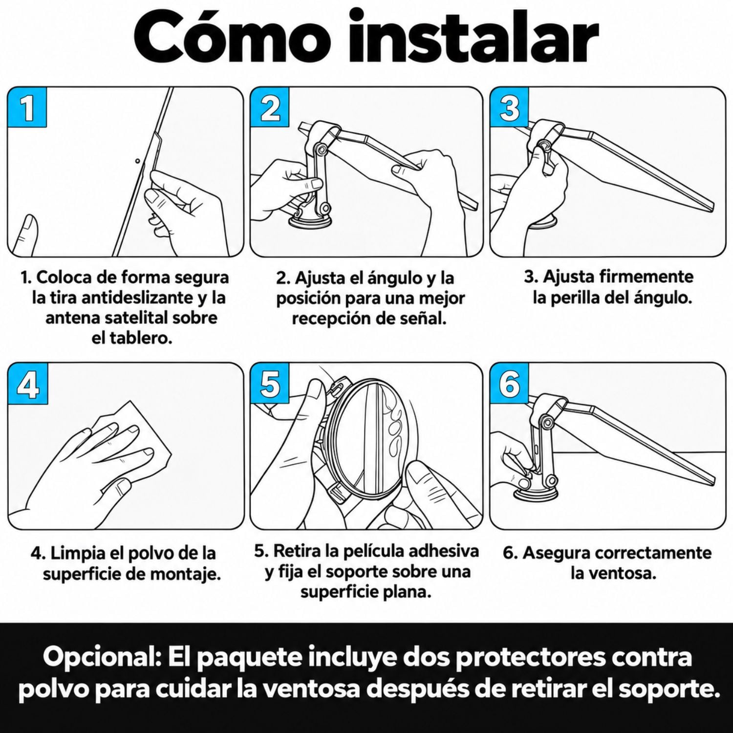 SOPORTE AJUSTABLE STARLINK MINI CON VENTOSA PARA AUTO, TABLERO Y PARABRISAS, IDEAL PARA VIAJES - 7