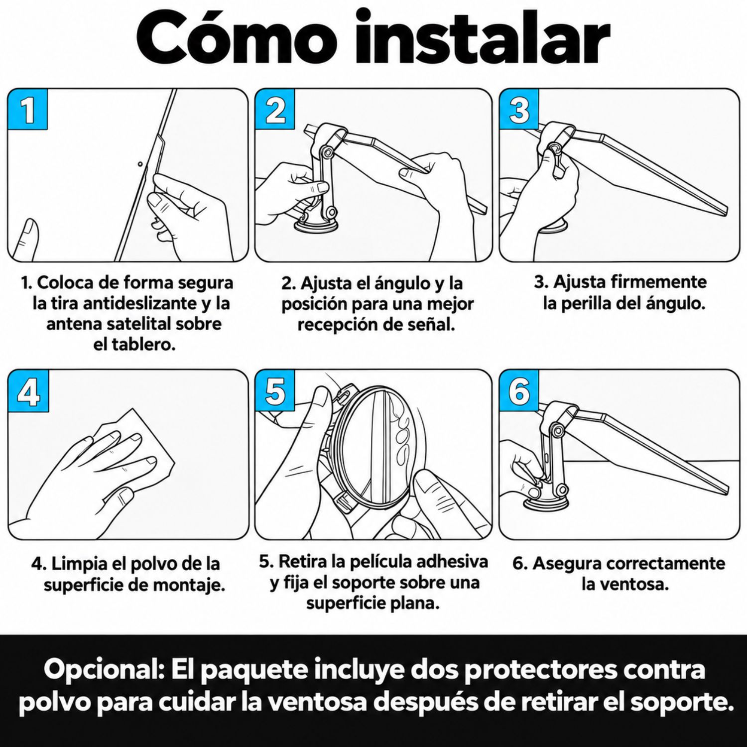 SOPORTE CON VENTOSA PARA STARLINK MINI AJUSTABLE PARA AUTO, TABLERO, PARABRISAS, VENTANAS Y RV - 7