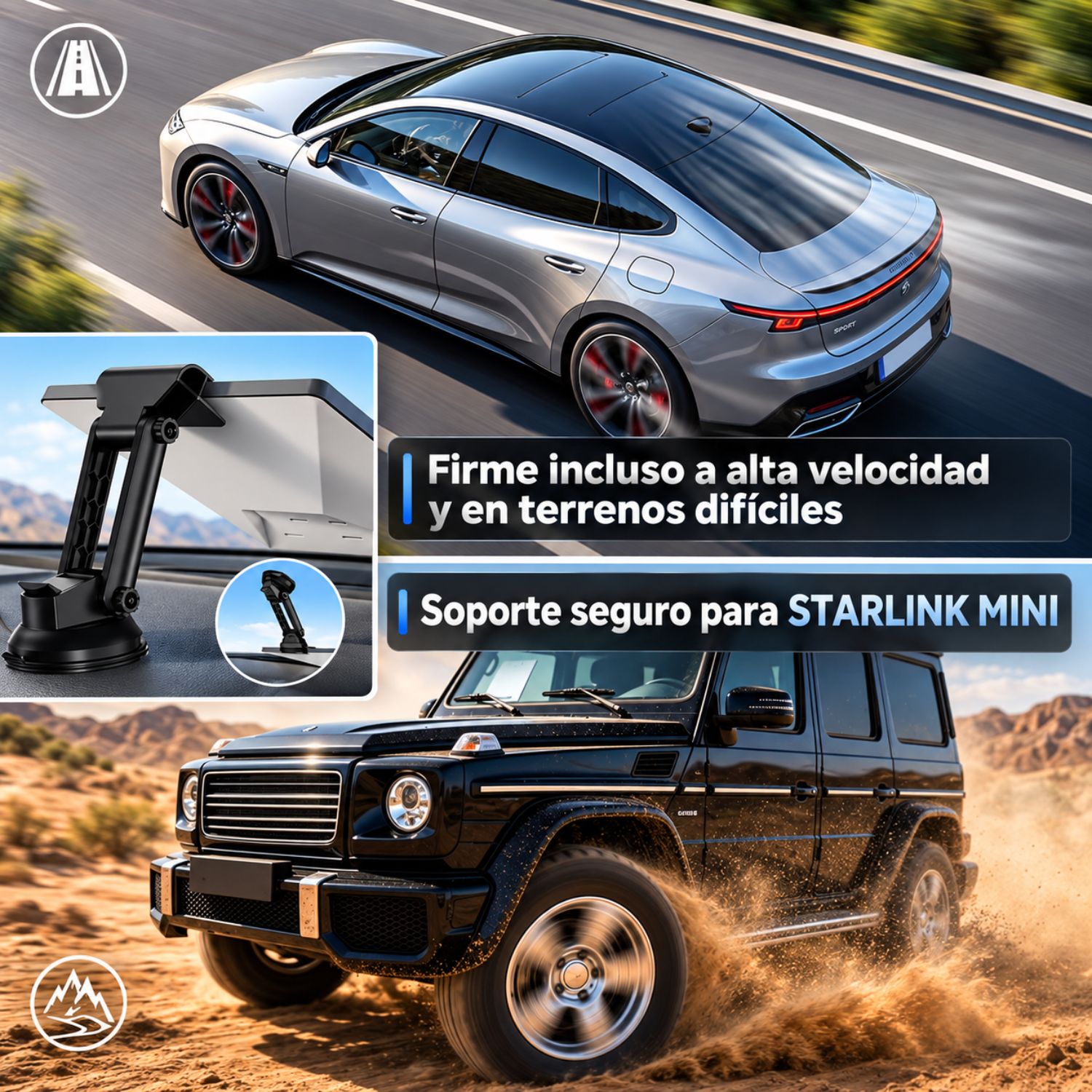KIT SOPORTE STARLINK MINI CON VENTOSA DE ALTA ADHERENCIA PARA AUTO, CAMIONETA, RV, TABLERO Y PARABRISAS - 2