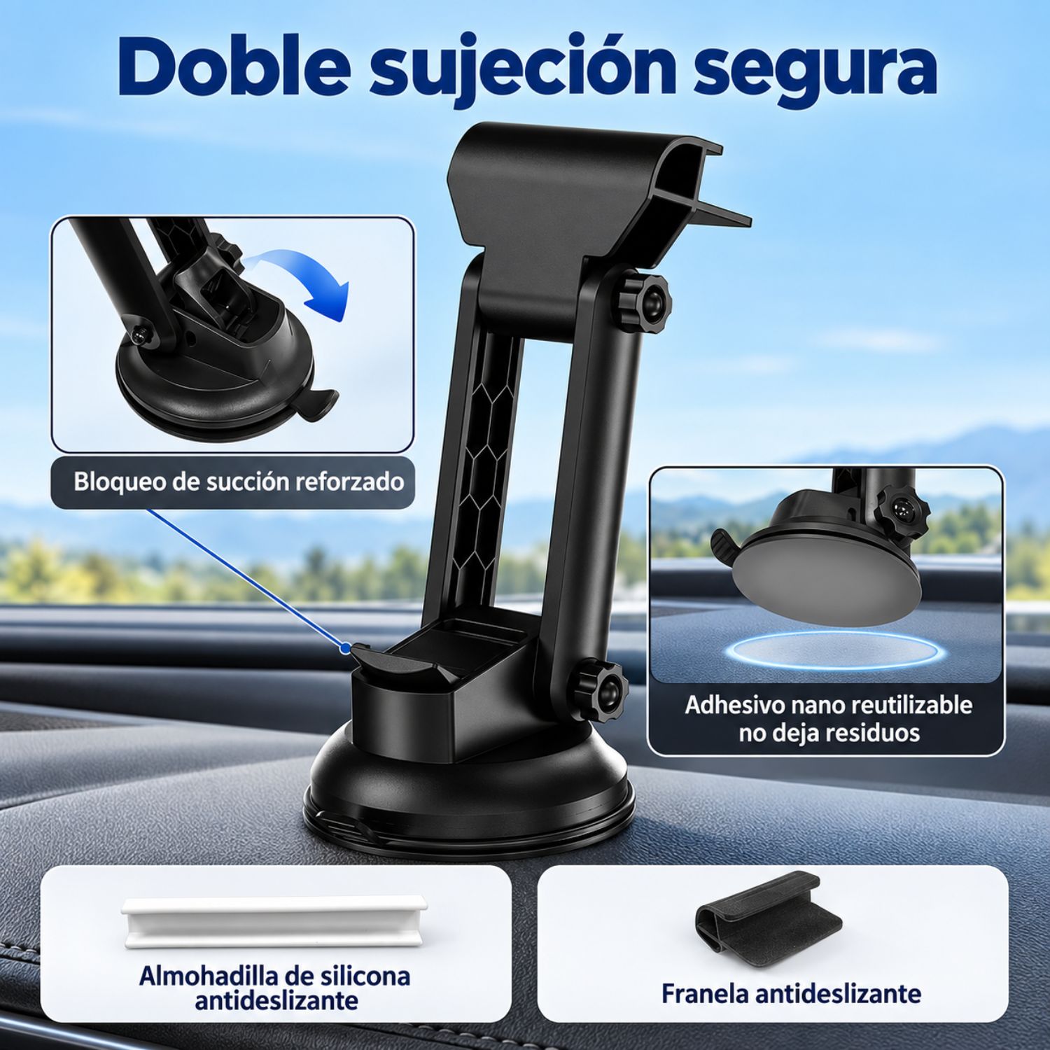 KIT SOPORTE STARLINK MINI CON VENTOSA DE ALTA ADHERENCIA PARA AUTO, CAMIONETA, RV, TABLERO Y PARABRISAS - 5