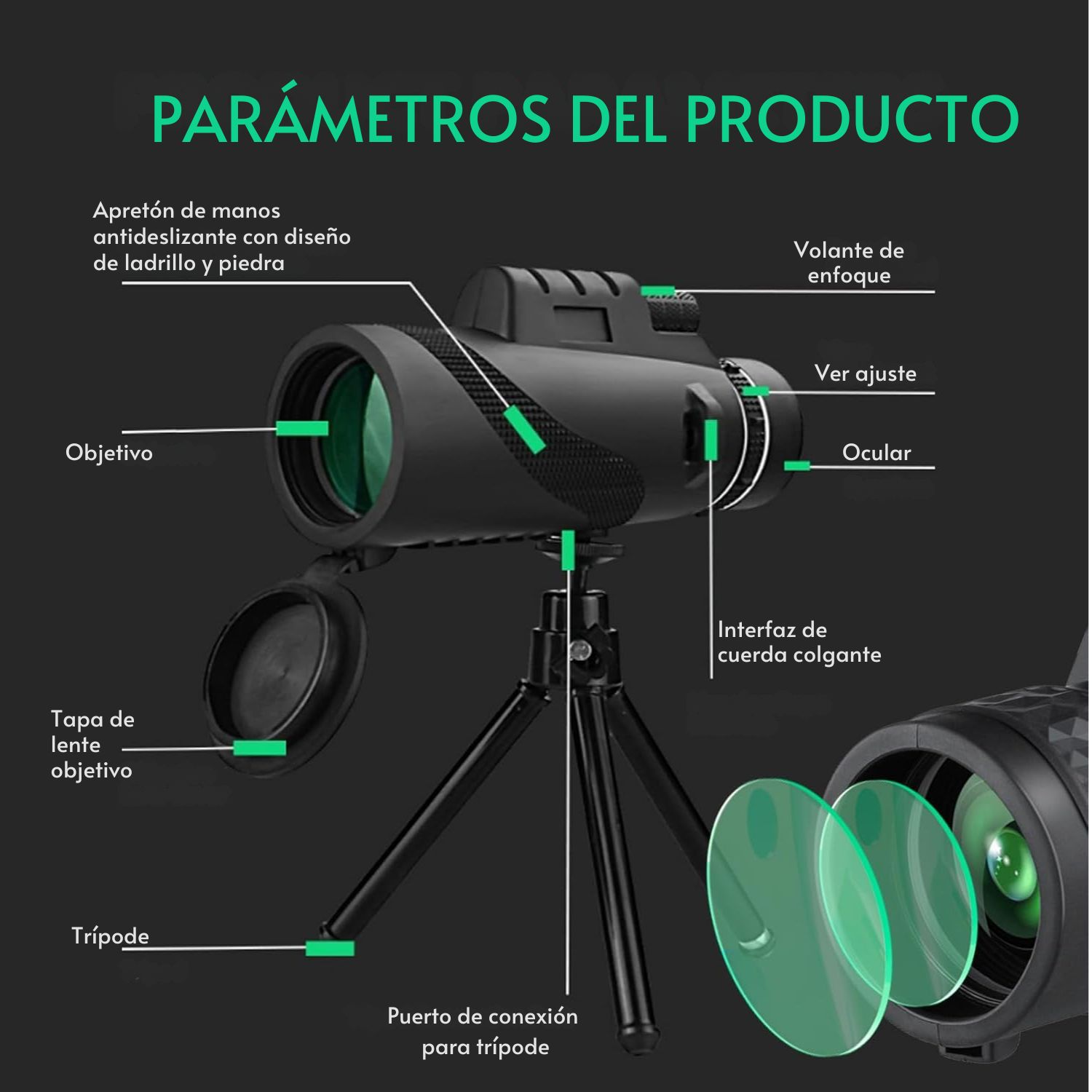 MONOCULAR TELESCOPIO 10X42 LARGO ALCANCE 1000M PARA OBSERVACIÓN DE AVES Y NATURALEZA - 7