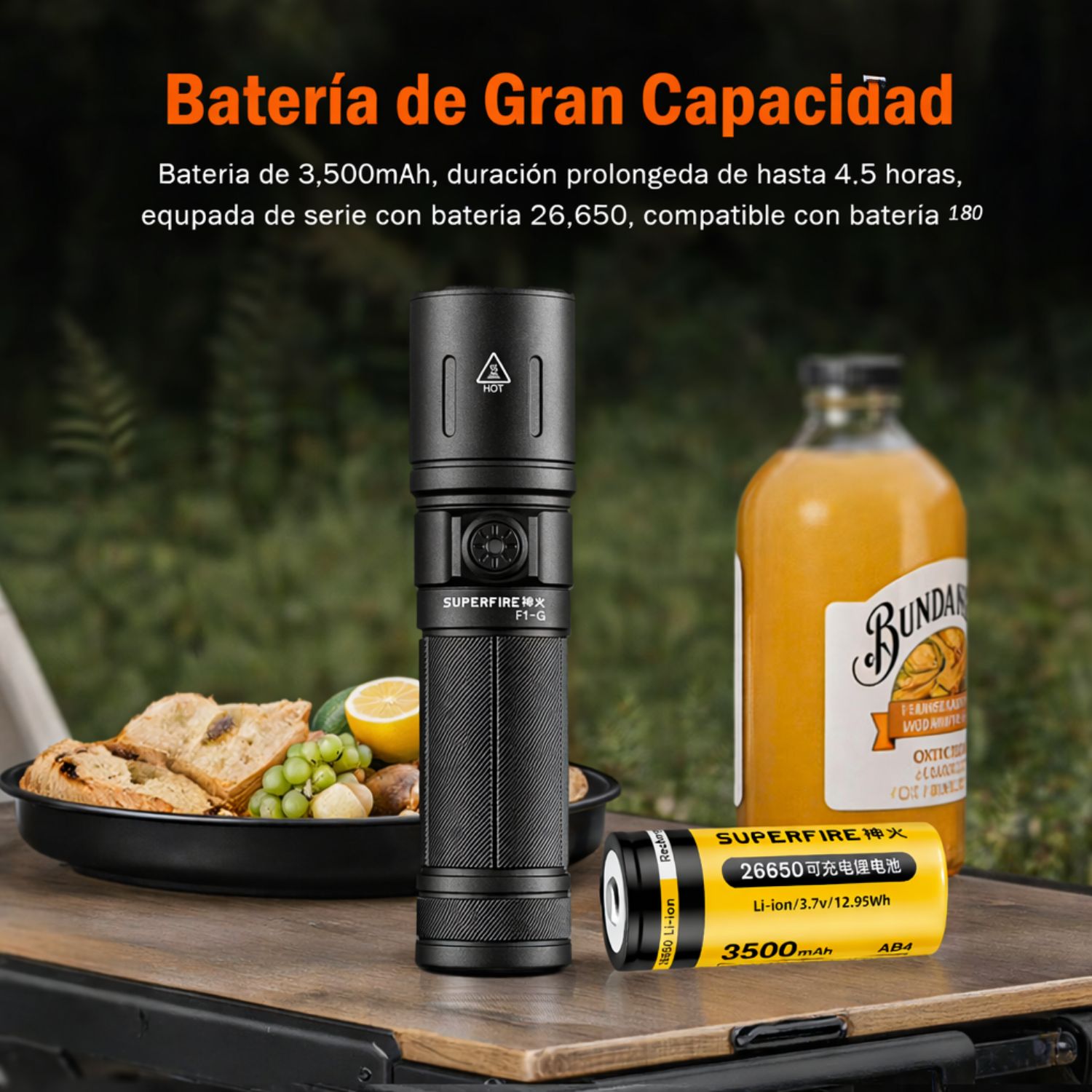 LINTERNA TÁCTICA RECARGABLE USB C ZOOM ALTA POTENCIA CON LUZ CAMPING EMERGENCIAS Y ACTIVIDADES OUTDOOR - 6