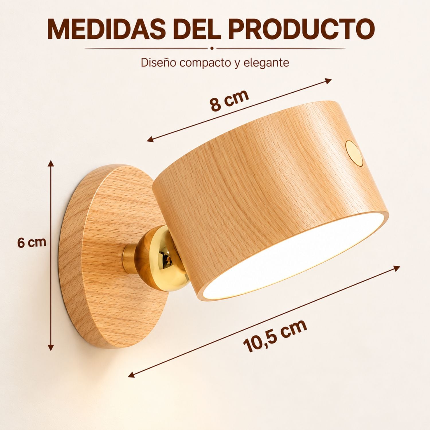 2 LÁMPARAS DE PARED LED INALÁMBRICAS MAGNÉTICAS USB-C 3 TONOS CON BRILLO REGULABLE - 6