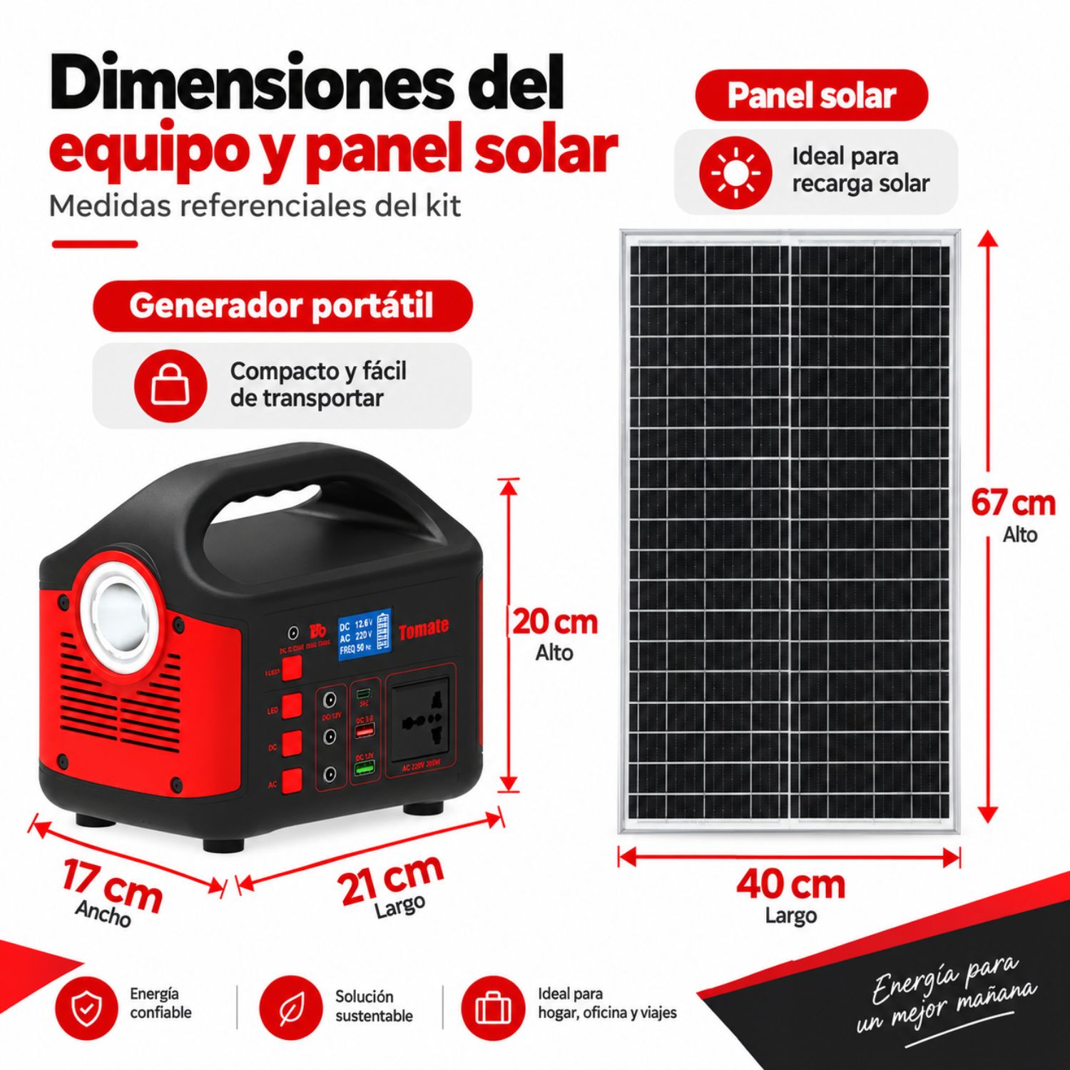 ESTACIÓN DE ENERGÍA PORTÁTIL 300W LIFEPO4 256WH CON PANEL SOLAR 40W Y USB-C - 4