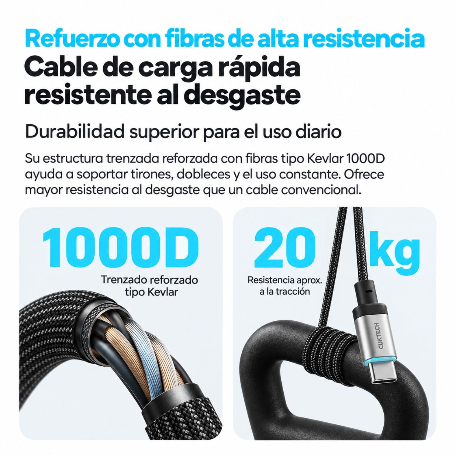 CABLE USB-C A USB-C 240W 6A PD 3.1 TRENZADO 1.5M PARA LAPTOP MACBOOK TABLET Y CELULAR - 3