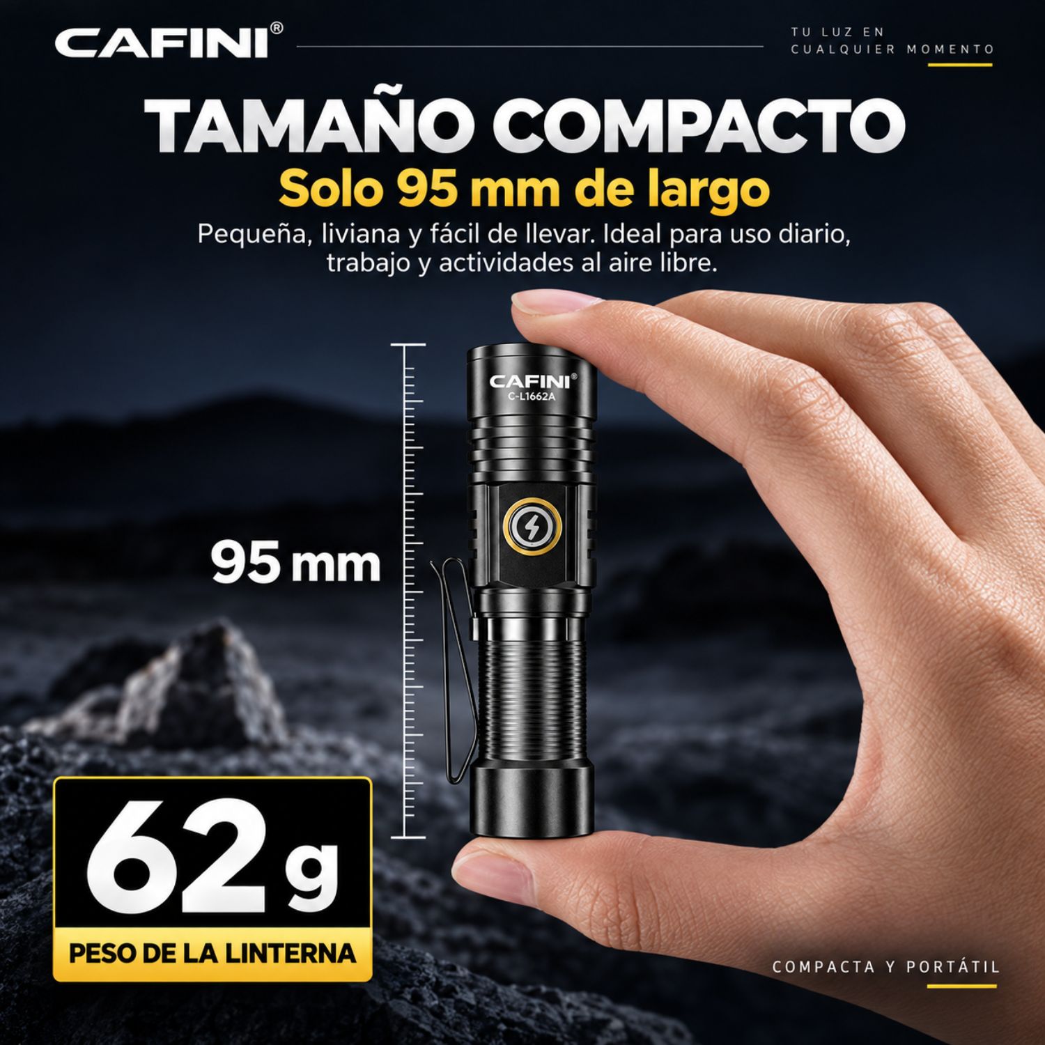 MINI LINTERNA LED RECARGABLE 30W 2000LM USB-C CON IMÁN, CLIP Y 5 MODOS DE LUZ PARA CAMPING Y TRABAJO - 5