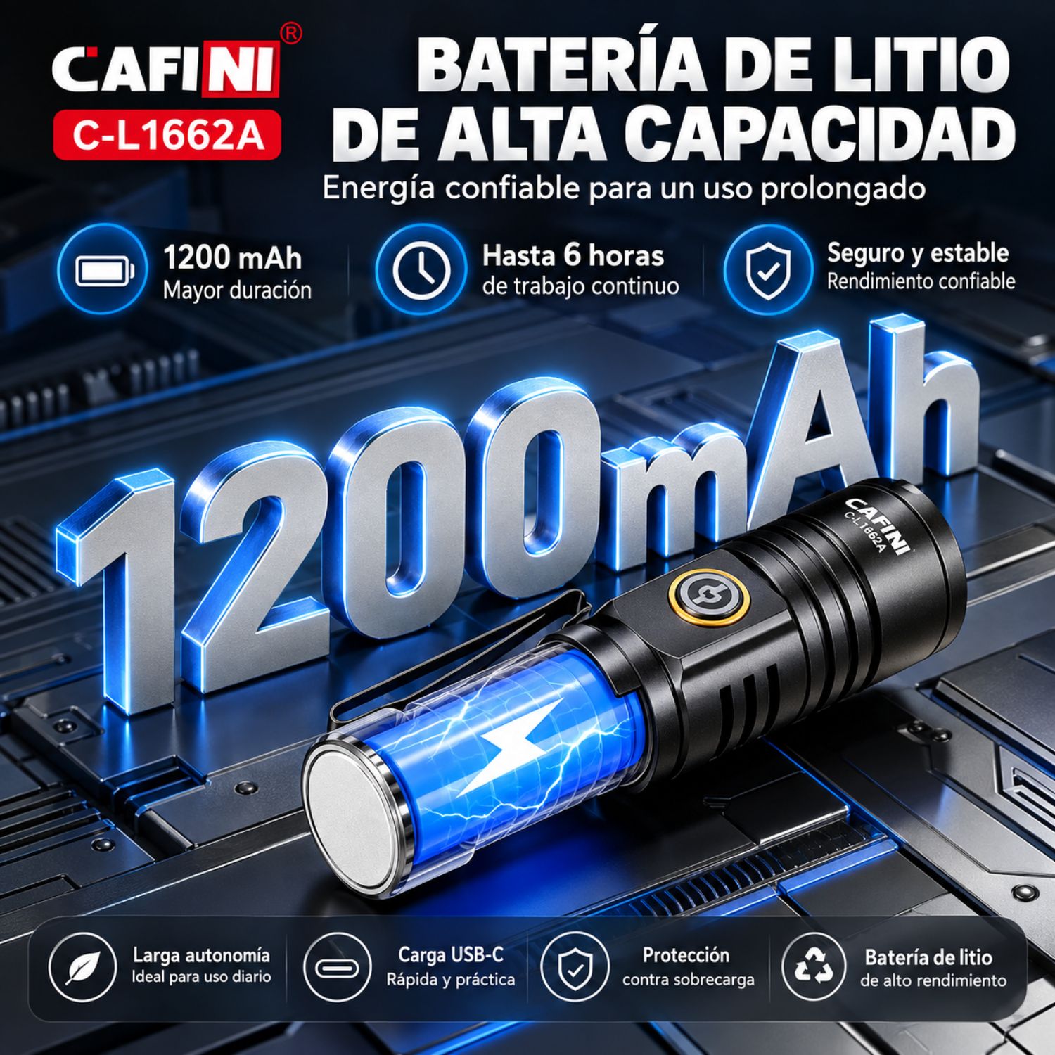 MINI LINTERNA LED RECARGABLE 30W 2000LM USB-C CON IMÁN, CLIP Y 5 MODOS DE LUZ PARA CAMPING Y TRABAJO - 6