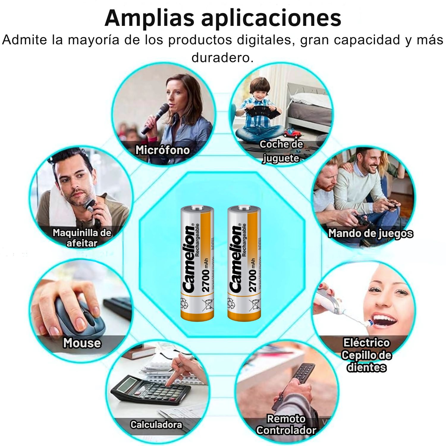 PILAS RECARGABLES AA 2700MAH CAMELION PACK 12 UNIDADES NI-MH 1.2V - 5
