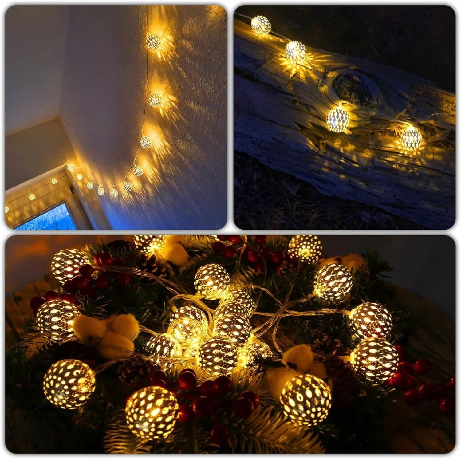 LUCES LED DECORATIVAS ESTILO ORIENTAL CON ESFERAS METÁLICAS 5 METROS – IDEAL PARA HOGAR, JARDÍN Y EVENTOS - 7