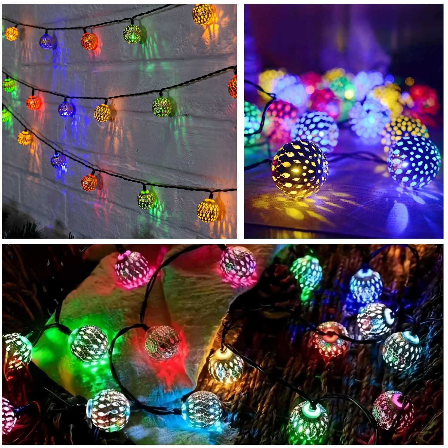 LUCES LED DECORATIVAS MULTICOLOR DE METAL 25 FAROLILLOS CON DISEÑO ORIENTAL - 6