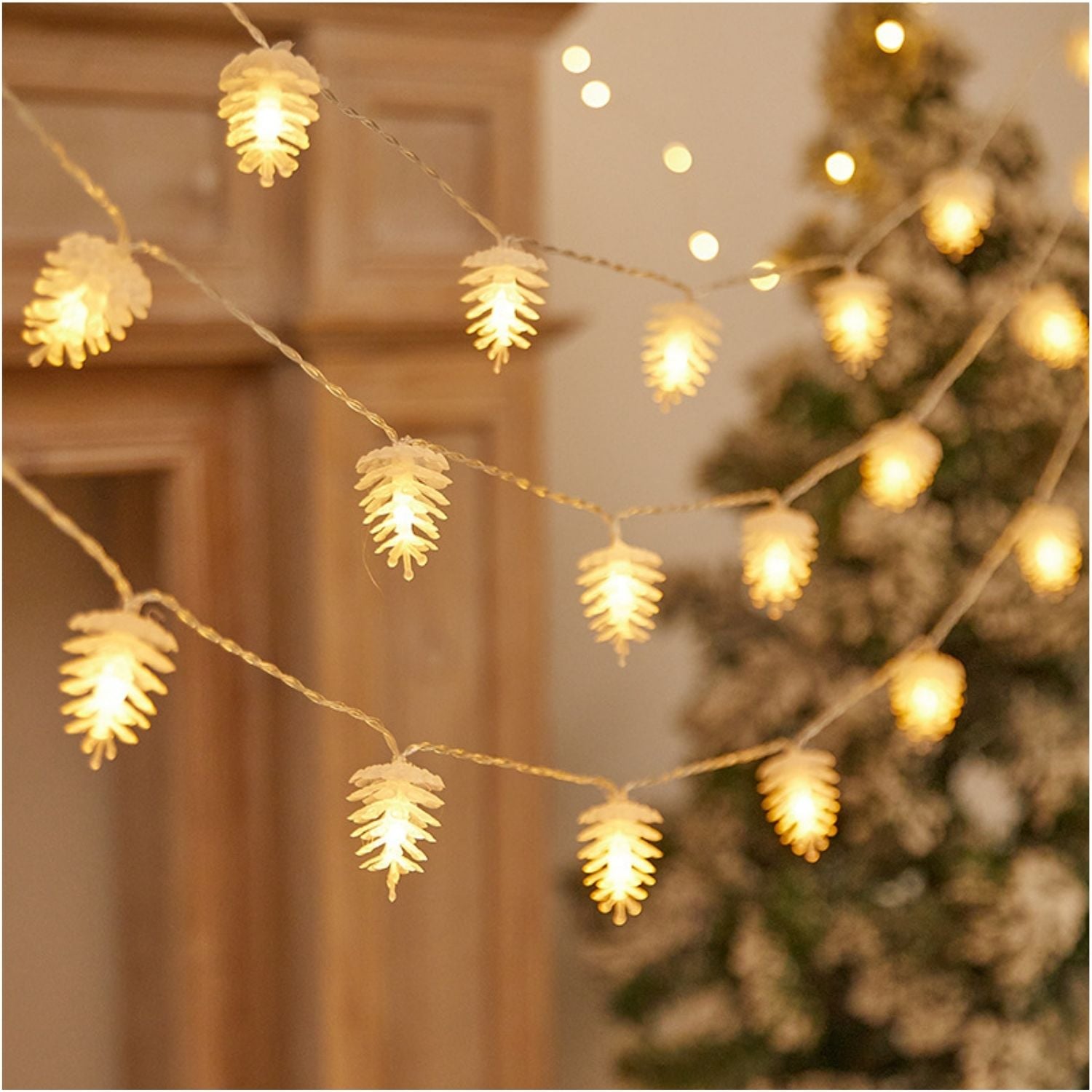 LUCES NAVIDEÑAS PIÑITAS 9 M LED ÁMBAR CÁLIDO BAJO CONSUMO PARA INTERIORES - 1