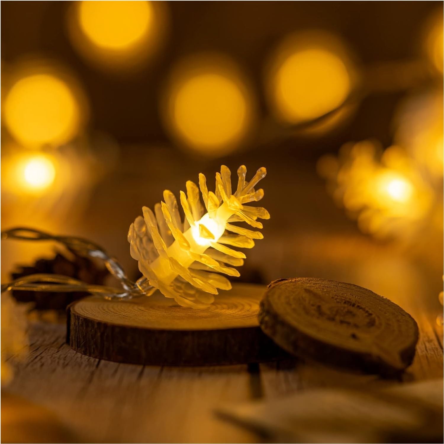 LUCES NAVIDEÑAS PIÑITAS 9 M LED ÁMBAR CÁLIDO BAJO CONSUMO PARA INTERIORES - 4