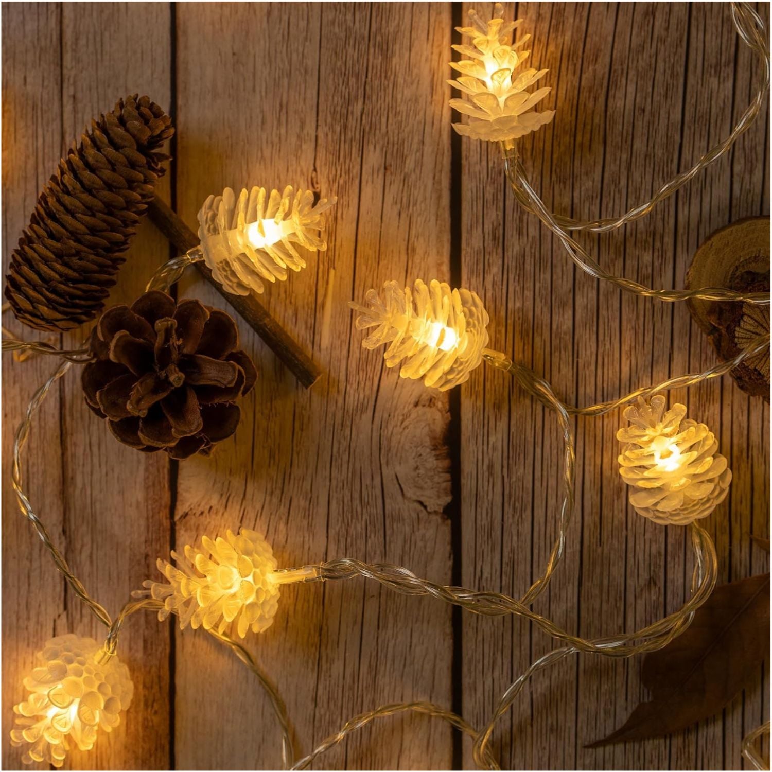 GUIRNALDA PIÑITAS LED 80 LUCES ÁMBAR CÁLIDO IDEAL PARA ÁRBOL Y DECORACIÓN - 6