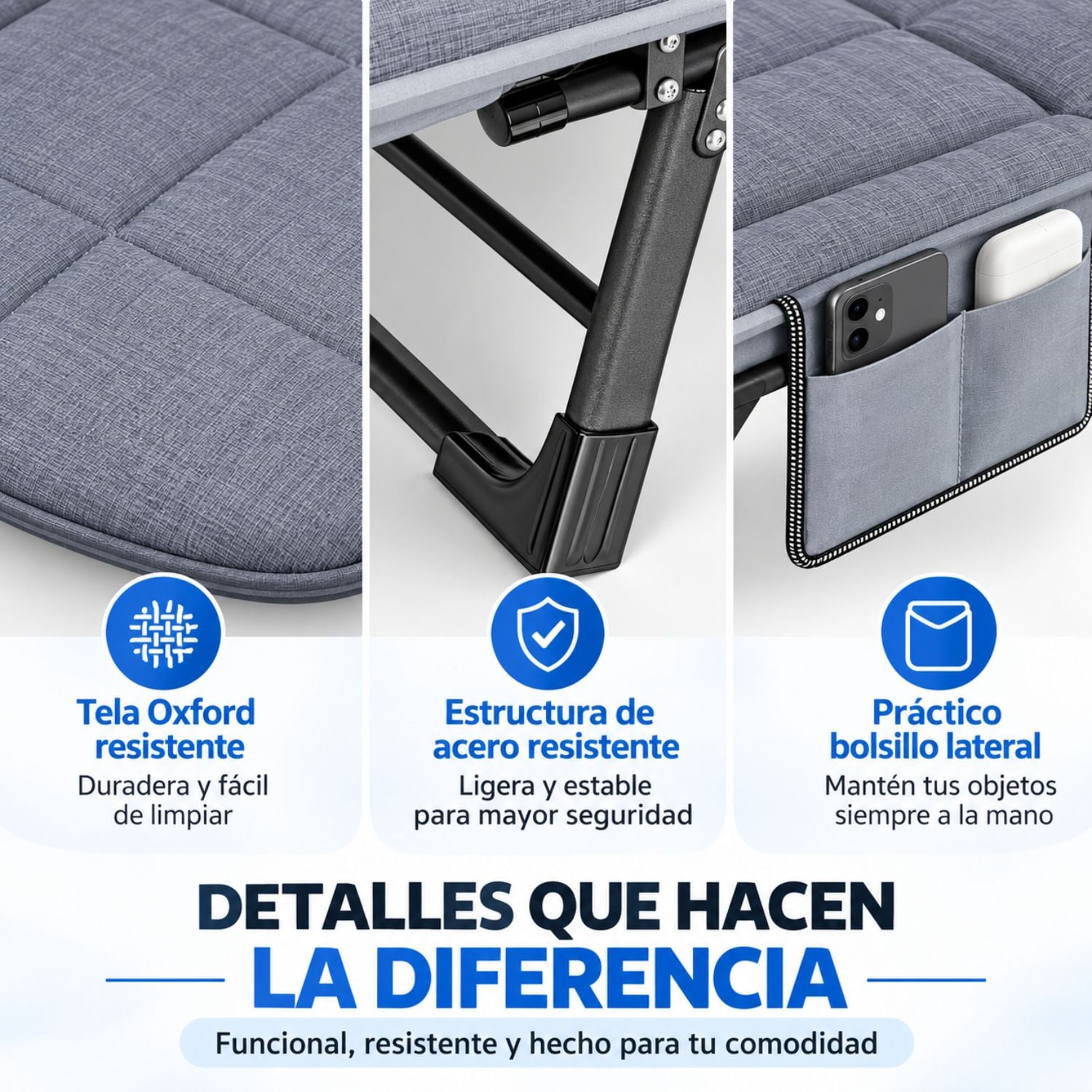 CAMA PLEGABLE DE 6 POSICIONES RECLINABLE DE 6 POSICIONES - 4