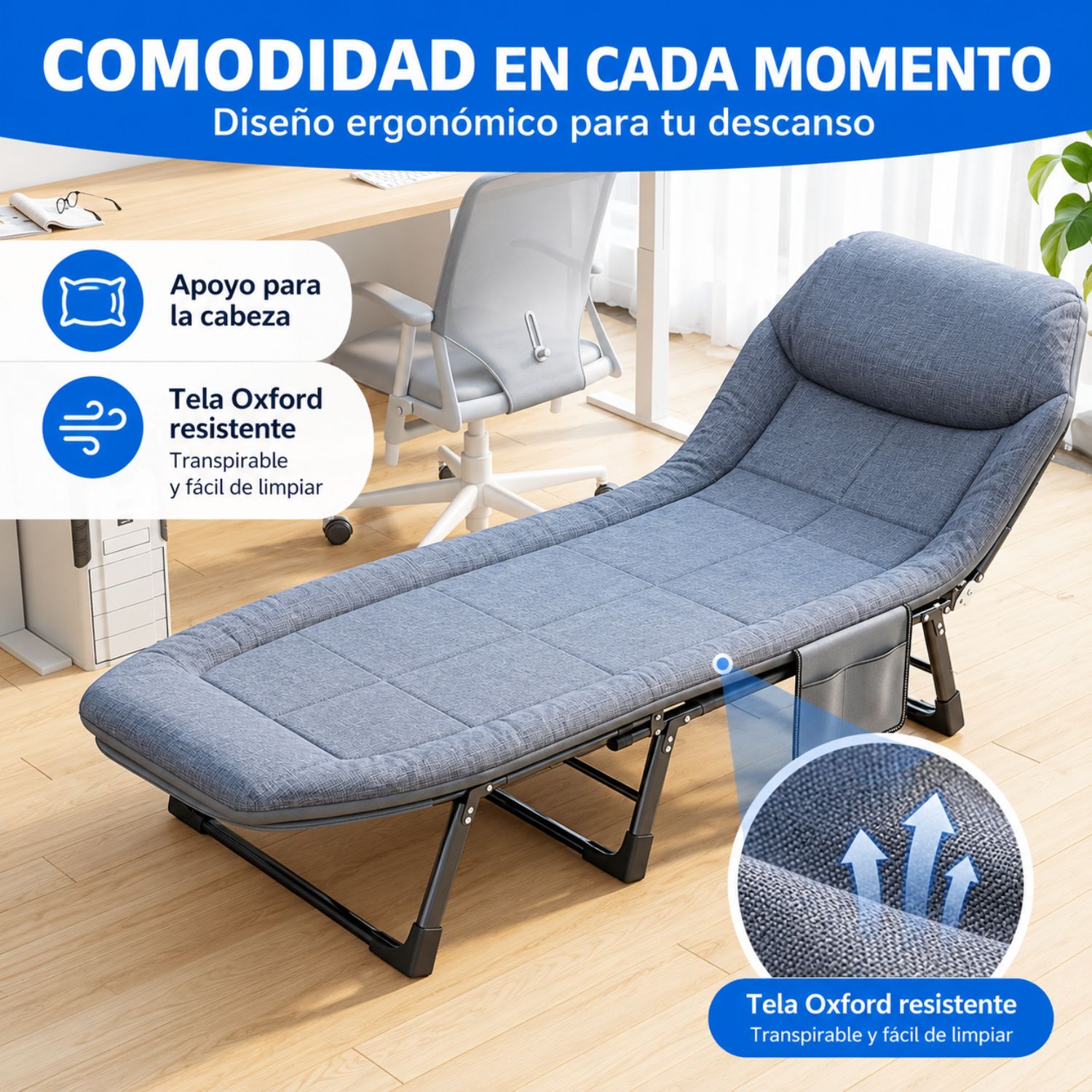 CAMA PLEGABLE DE 6 POSICIONES RECLINABLE DE 6 POSICIONES - 6