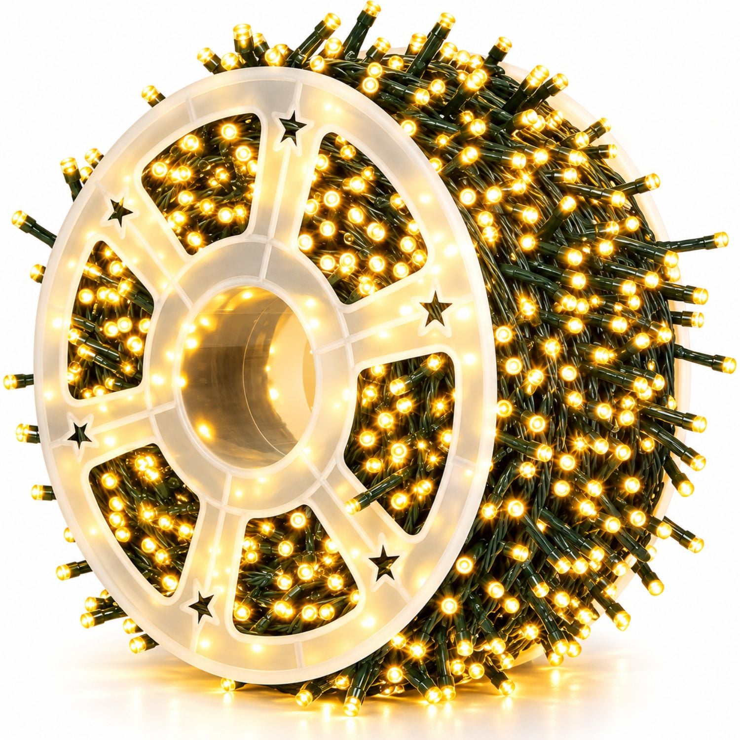 LUCES NAVIDEÑAS LINEALES 100 METROS 1000 LED BLANCO CÁLIDO CABLE VERDE - 1