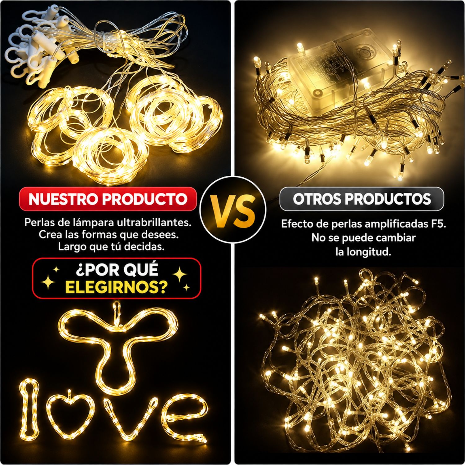 LUCES DE HADAS LED PARA CORTINA 3X3 M CON CONTROL REMOTO 8 EFECTOS TIMER Y AJUSTE DE BRILLO - 5