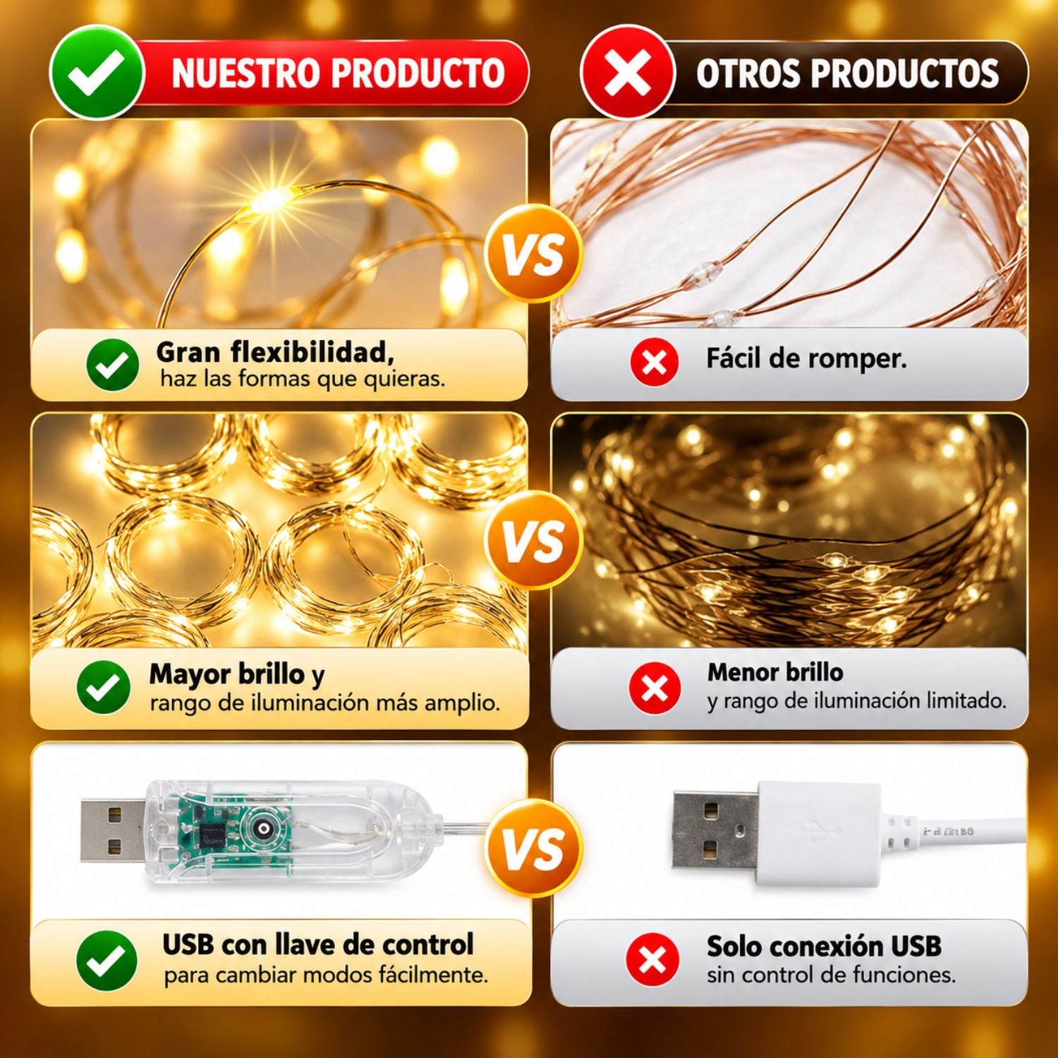 CORTINA DE LUCES DECORATIVAS LED 3X3 M USB CON CONTROL REMOTO 8 MODOS Y TEMPORIZADOR - 7