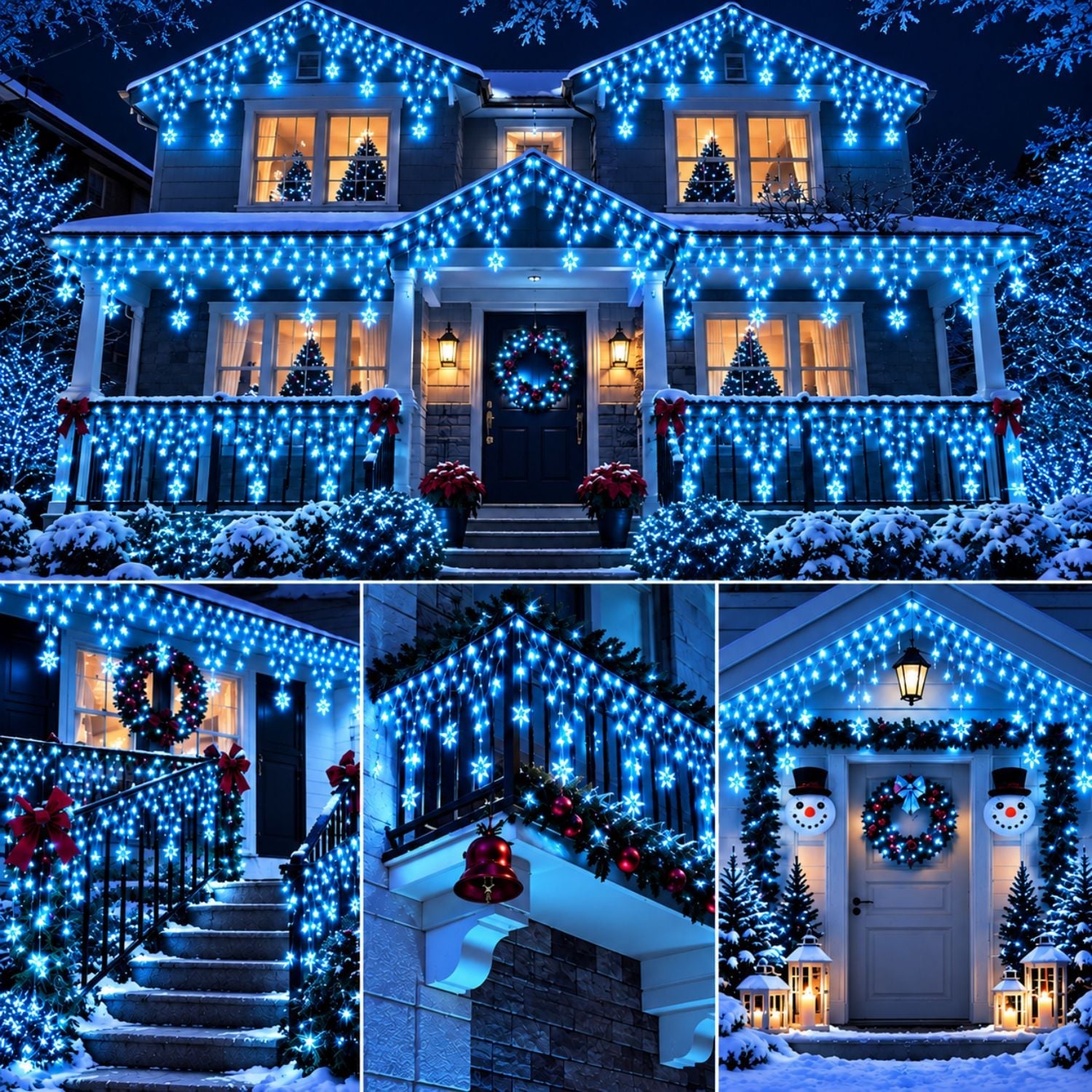 LUCES NAVIDEÑAS CON ESTRELLAS 196 LED AZUL CIELO 4.20M REGULABLES CON CONTROL - 3