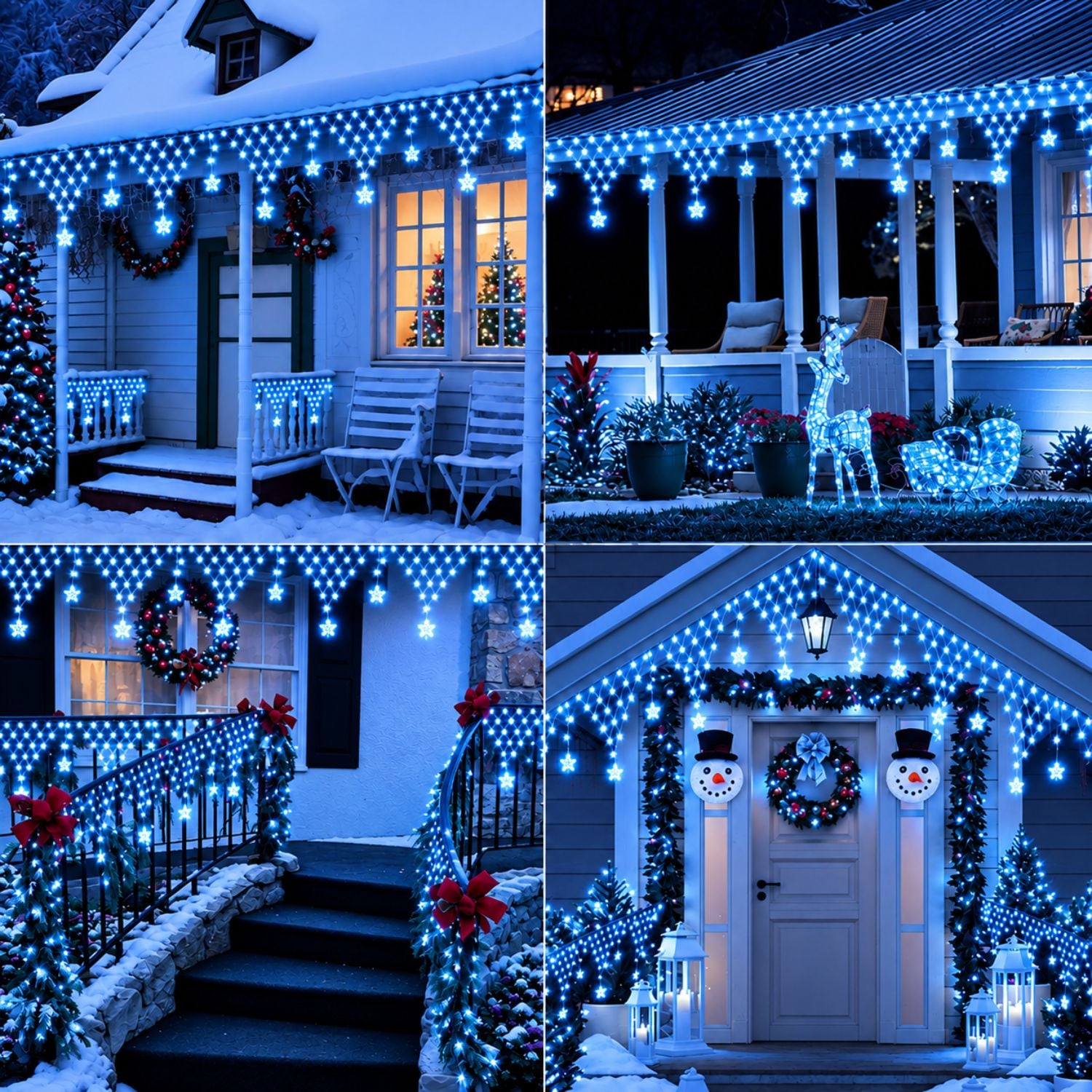 LUCES DE NAVIDAD EXTERIOR 4.20M 196 LED AZUL CASCADA CON ESTRELLAS IP44 - 8
