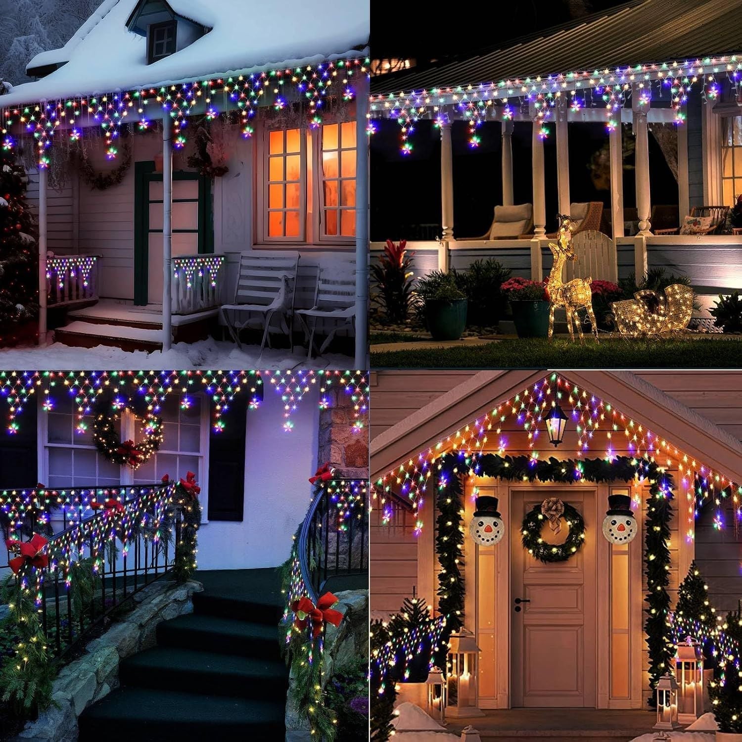 GUIRNALDA LUCES NAVIDEÑAS 196 LED MULTICOLOR 4.20M CASCADA ESTRELLAS CONTROL REMOTO 8 MODOS - 7