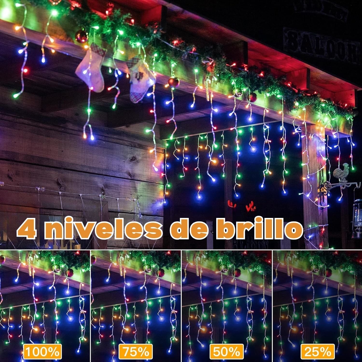 LUCES TIPO CORTINA 20M RGB 640 LED CASCADA LLUVIA PARA CASAS, BALCONES Y JARDINES CON CONEXIÓN EN SERIE - 6