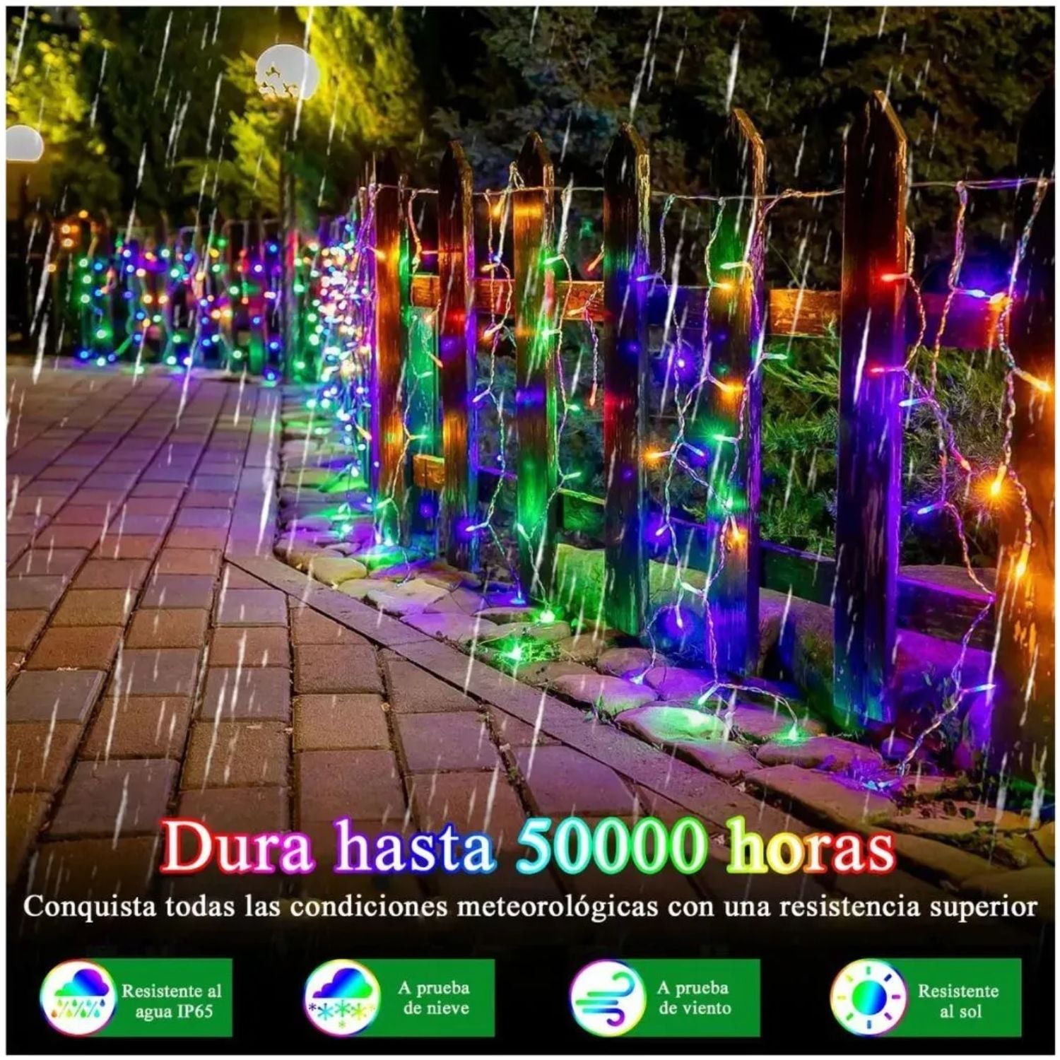LUCES TIPO CORTINA 20M RGB 640 LED CASCADA LLUVIA PARA CASAS, BALCONES Y JARDINES CON CONEXIÓN EN SERIE - 8
