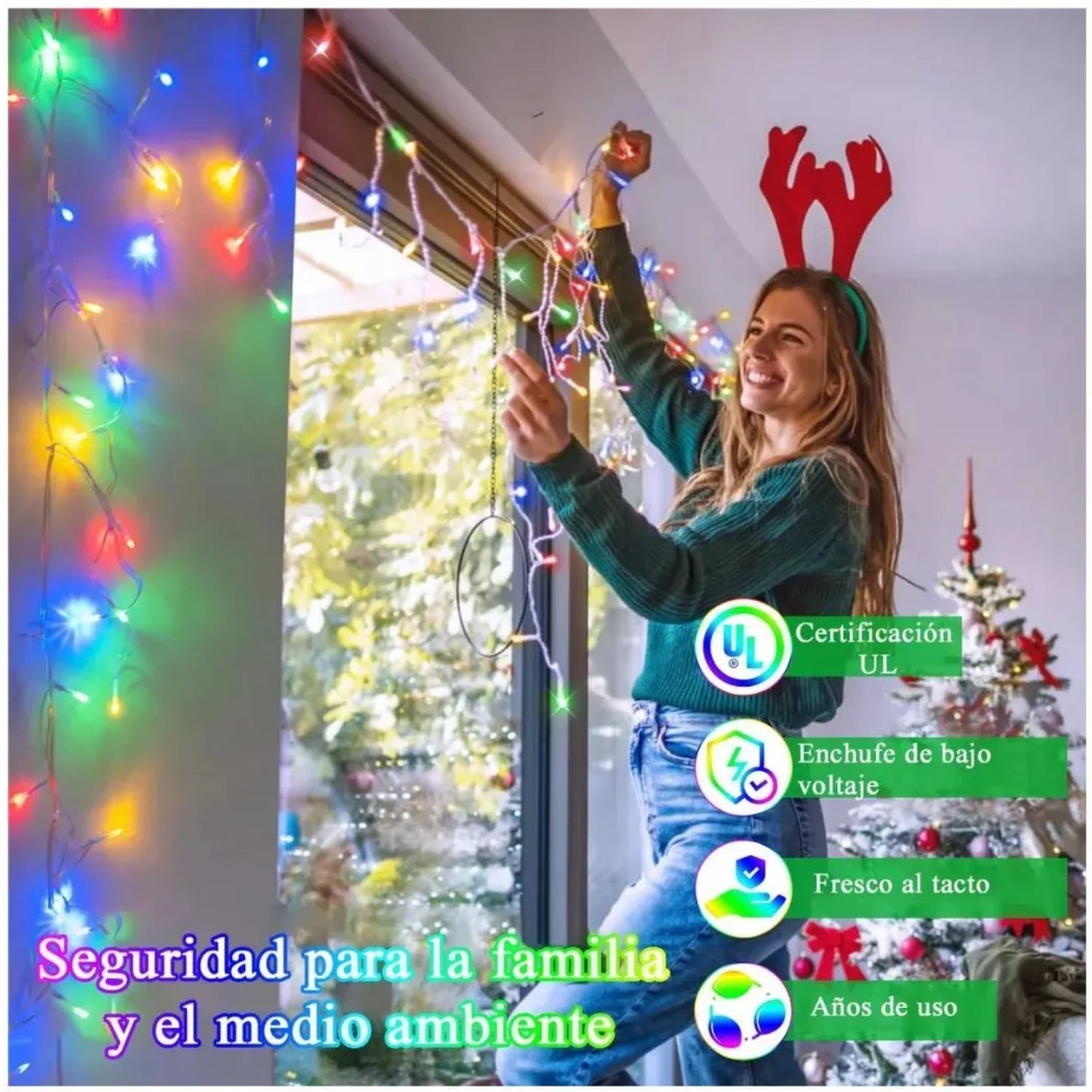 LUCES TIPO CORTINA 20M RGB 640 LED CASCADA LLUVIA PARA CASAS, BALCONES Y JARDINES CON CONEXIÓN EN SERIE - 9