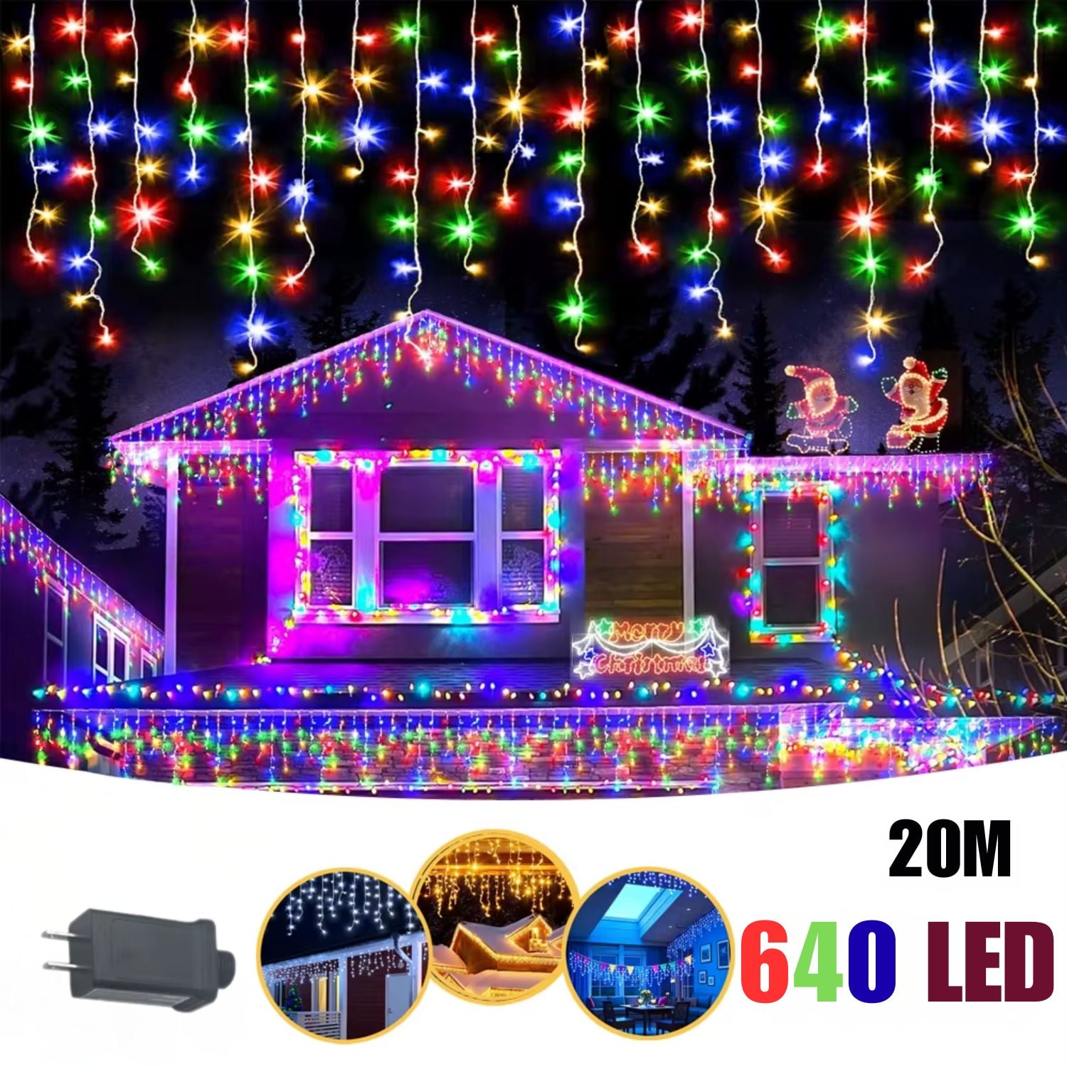 CASCADA LED NAVIDAD 20M RGB 640 LUCES TIPO CORTINA PARA FACHADAS, TECHOS Y ALEROS CON 8 MODO - 4