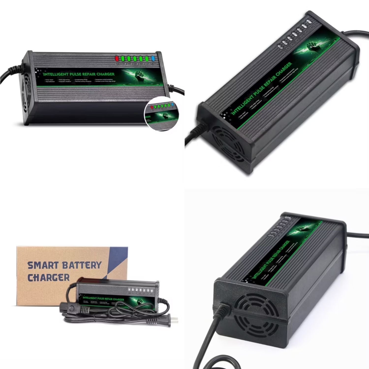 CARGADOR INTELIGENTE 60V 6A PARA MOTO ELÉCTRICA COMPATIBLE CON BATERÍAS DE PLOMO ÁCIDO CON INDICADOR LED - 6