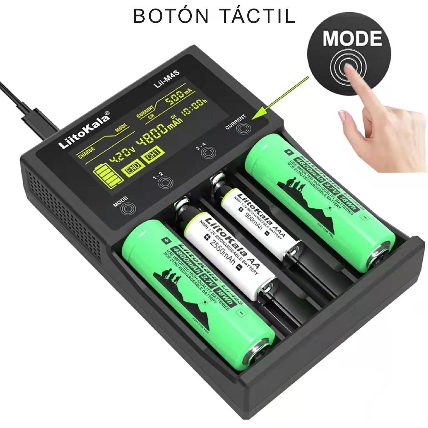 CARGADOR UNIVERSAL  DE BATERÍA LIITOKALA LII-M4S  CON PANTALLA LCD - 3