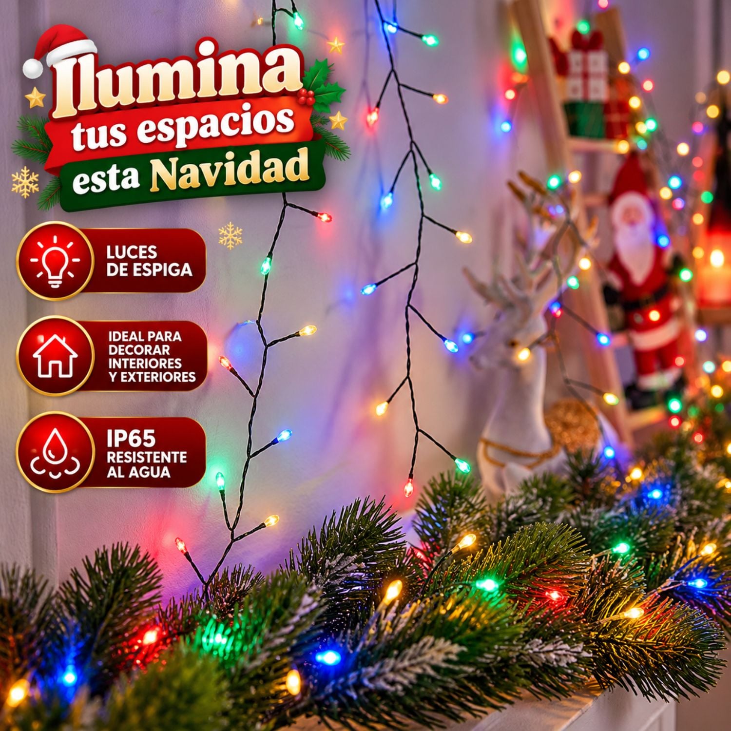 LUCES DE ESPIGA LED MULTICOLOR 100 METROS 2000 FOCOS PARA ÁRBOL DE NAVIDAD CON CONTROL REMOTO Y CONECTOR IP65 - 5