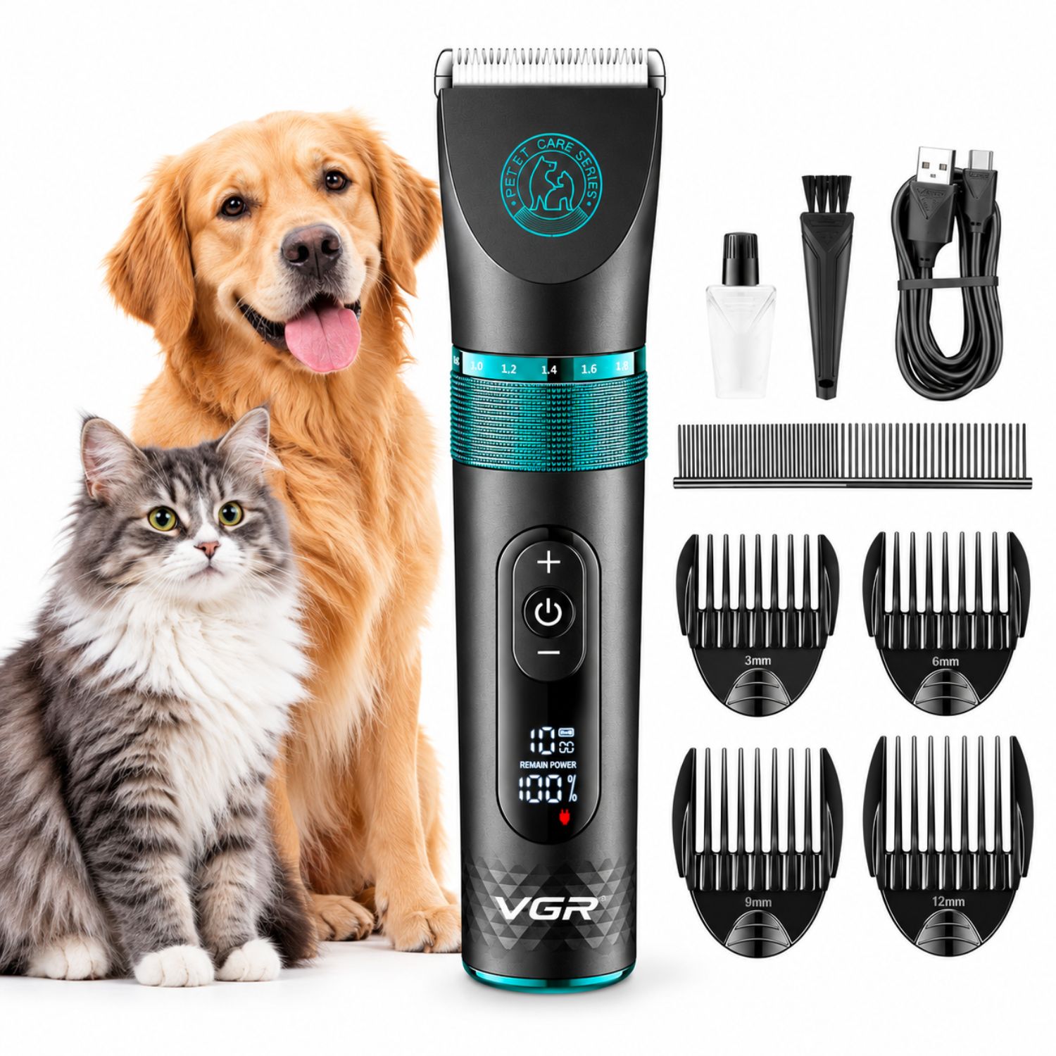 MÁQUINA CORTAR PELO PERROS MASCOTAS PRO VGR V-209 USB IPX7 - 1