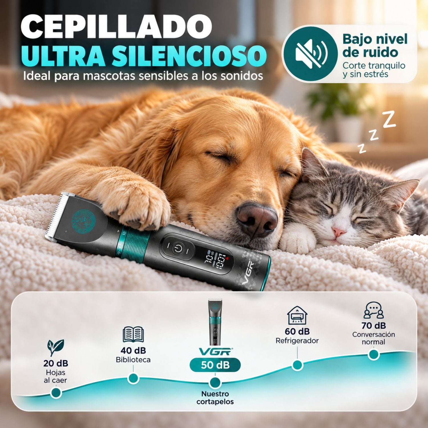 MÁQUINA CORTAR PELO PERROS MASCOTAS PRO VGR V-209 USB IPX7 - 6