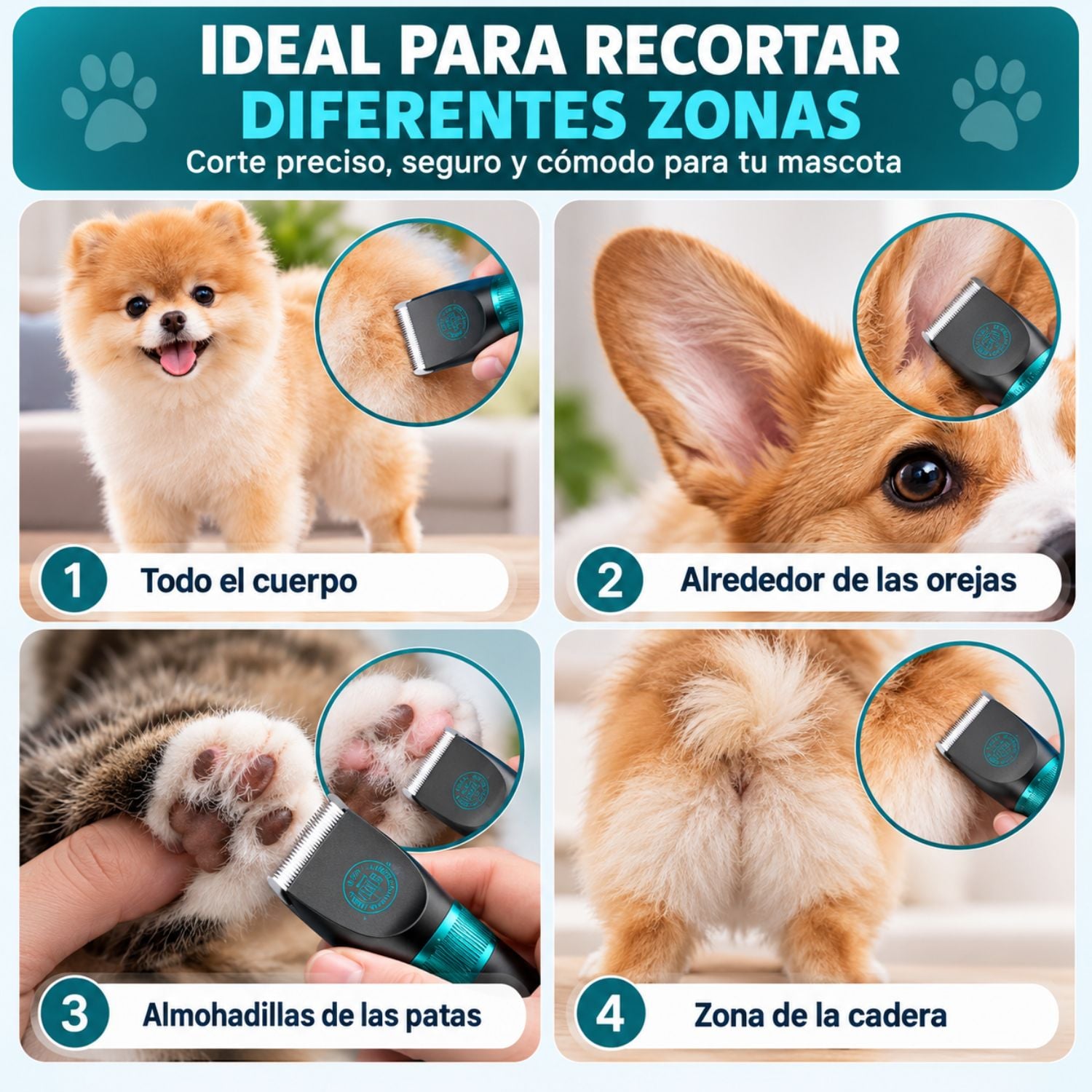 MÁQUINA CORTAR PELO PERROS MASCOTAS PRO VGR V-209 USB IPX7 - 8