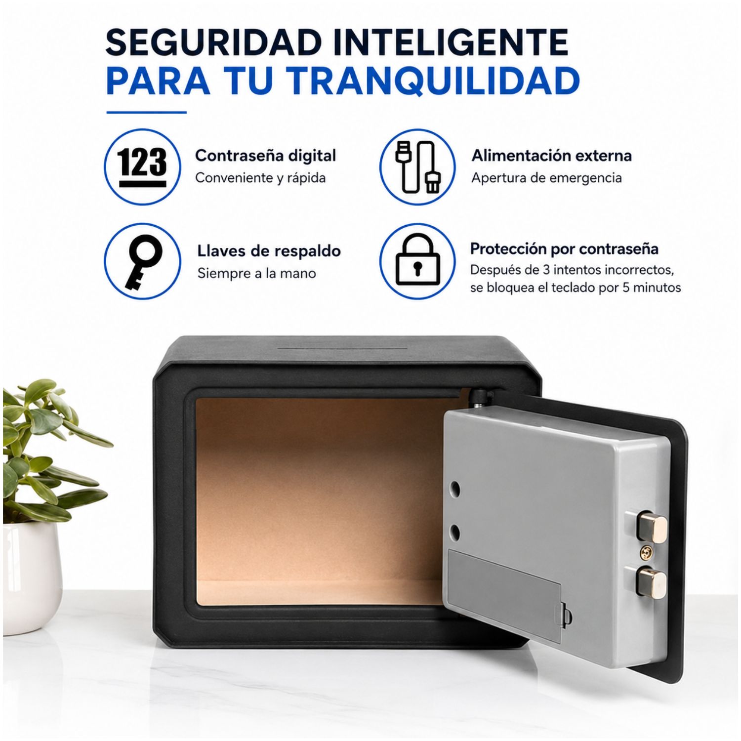 CAJA FUERTE DE SEGURIDAD TOTAL PANTALLA DIGITAL + LLAVES - 4