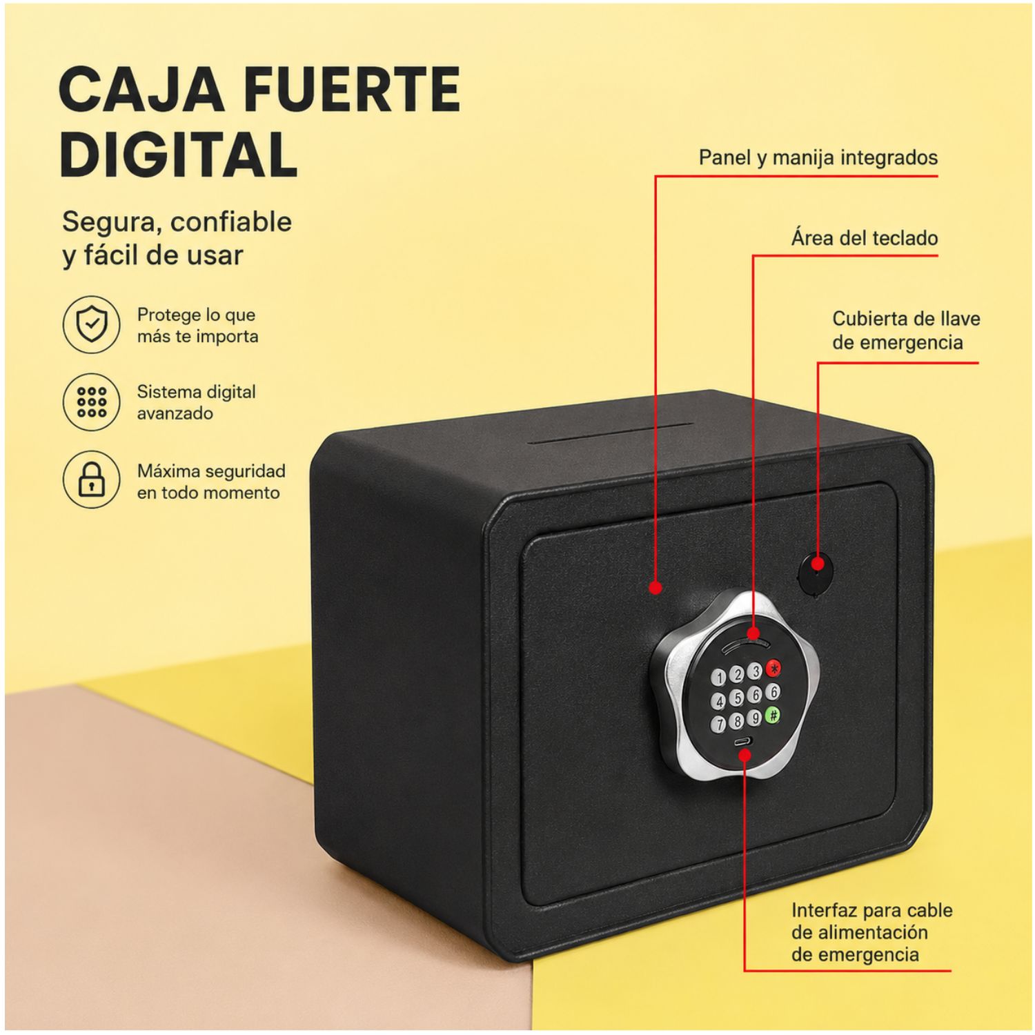 CAJA FUERTE DE SEGURIDAD TOTAL PANTALLA DIGITAL + LLAVES - 5