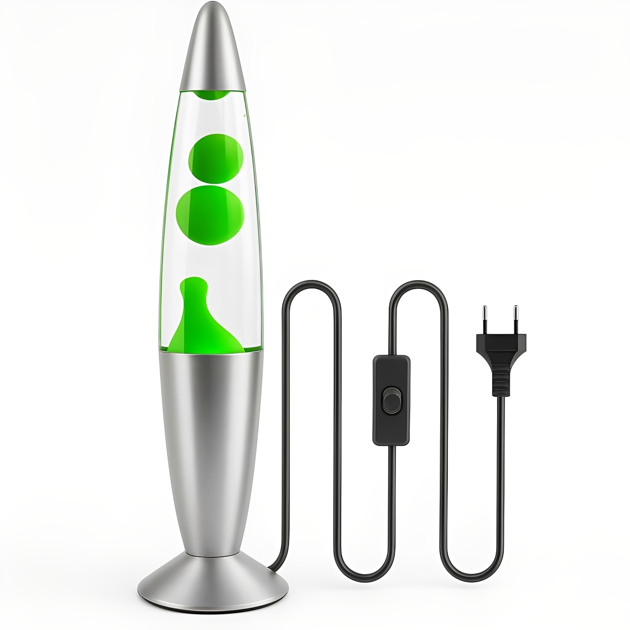 LÁMPARA DE LAVA VERDE CON BASE DE METAL ACERO - 1