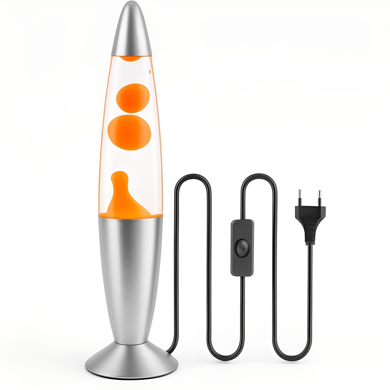 LÁMPARA DE LAVA NARANJA CON BASE DE METAL ACERO - 2