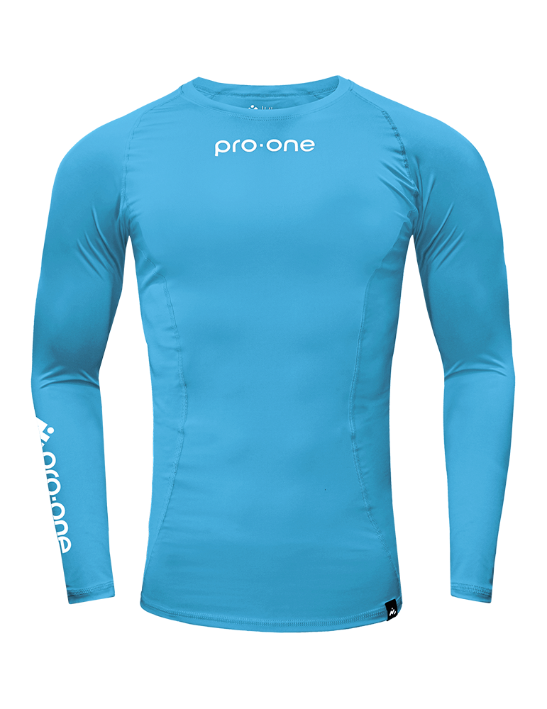 POLO MANGA LARGA LICRA UNISEX PRO-ONE TURQUESA COMPRESSOR CELESTE - 1