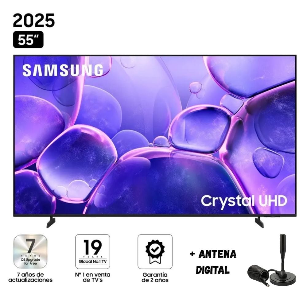 TELEVISOR SAMSUNG 55' CRYSTAL UHD 4K UN55U8000FGXPE 2025 + ANTENA DIGITAL - 1
