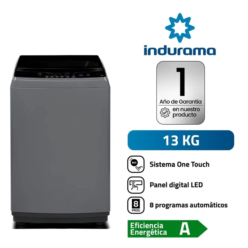 LAVADORA 13 KG INDURAMA CARGA SUPERIOR LRI-13DGR GRIS - 1