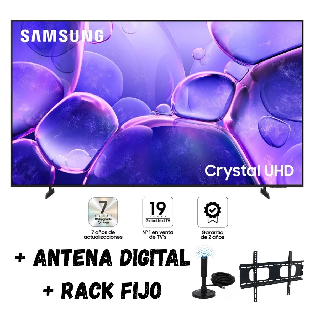 TELEVISOR SAMSUNG 50'' CRYSTAL UHD 4K UN50U8000FGXPE 2025 + ANT + RACK FIJO - 1