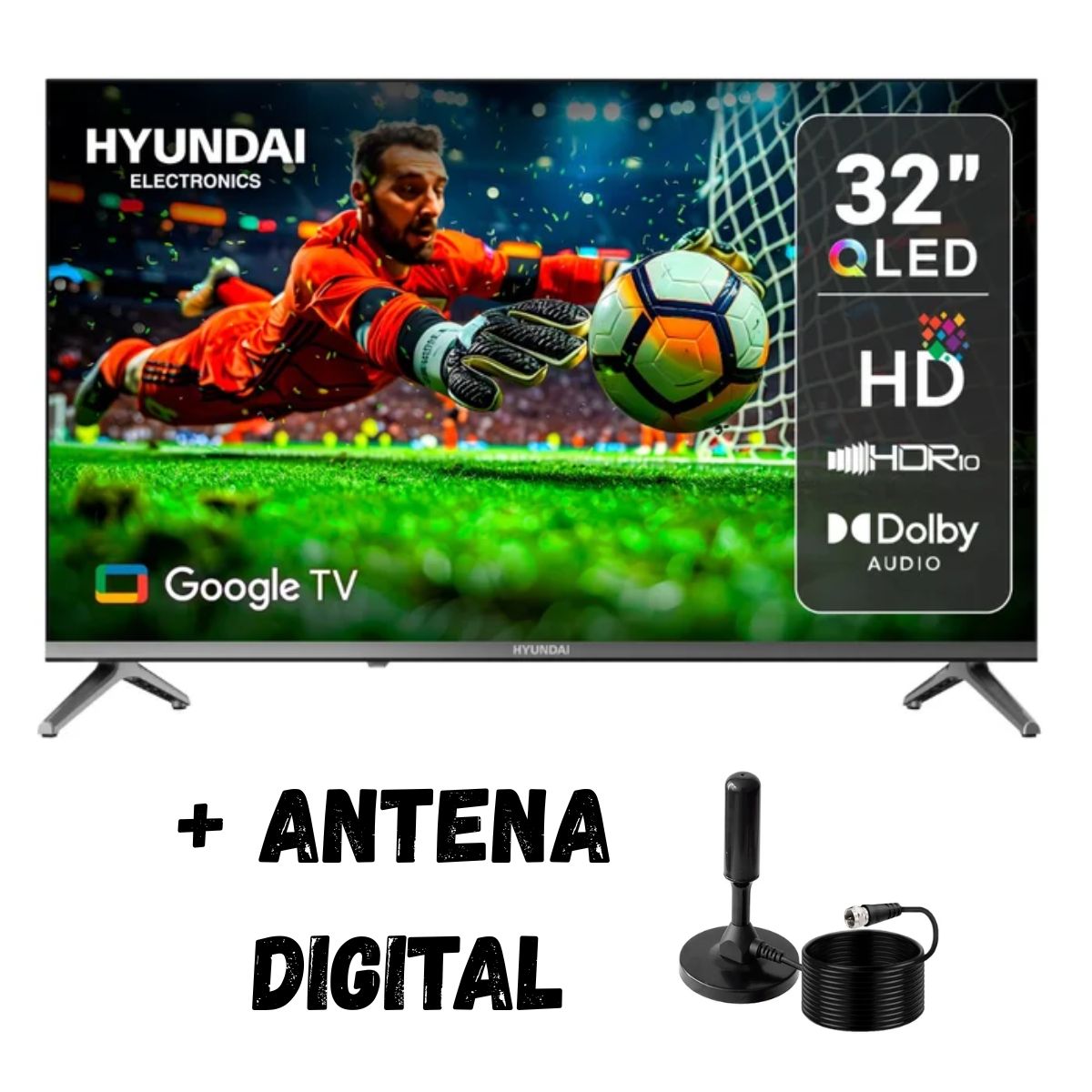 TELEVISOR 32 HYUNDAI SMART TV QLED HD HYLED3259QG + ANT - 1