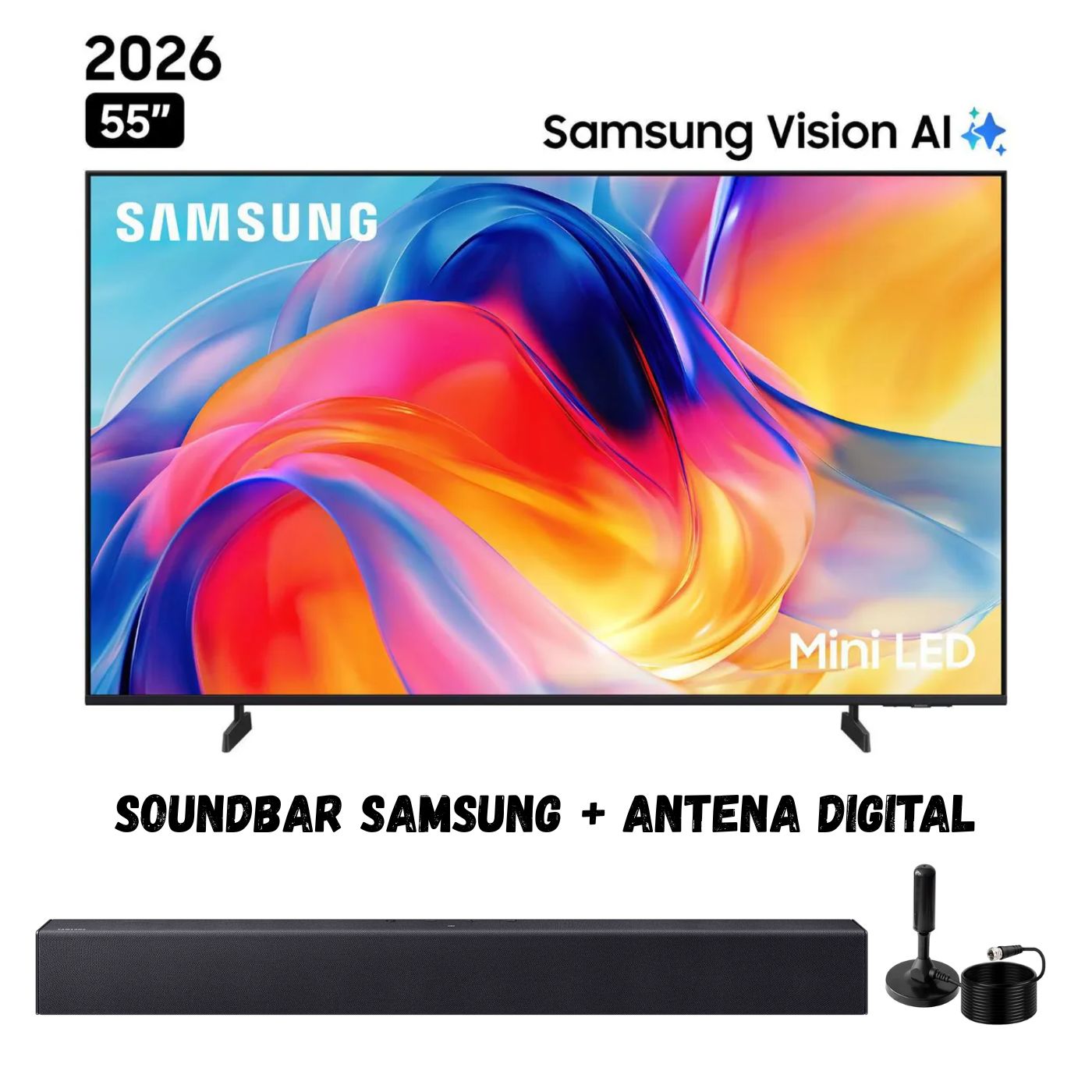TELEVISOR SMART TV SAMSUNG 55'' MINILED UHD 4K UN55M70HAGXPE 2026 + ANT + SOUNDBAR SAMSUNG - 1