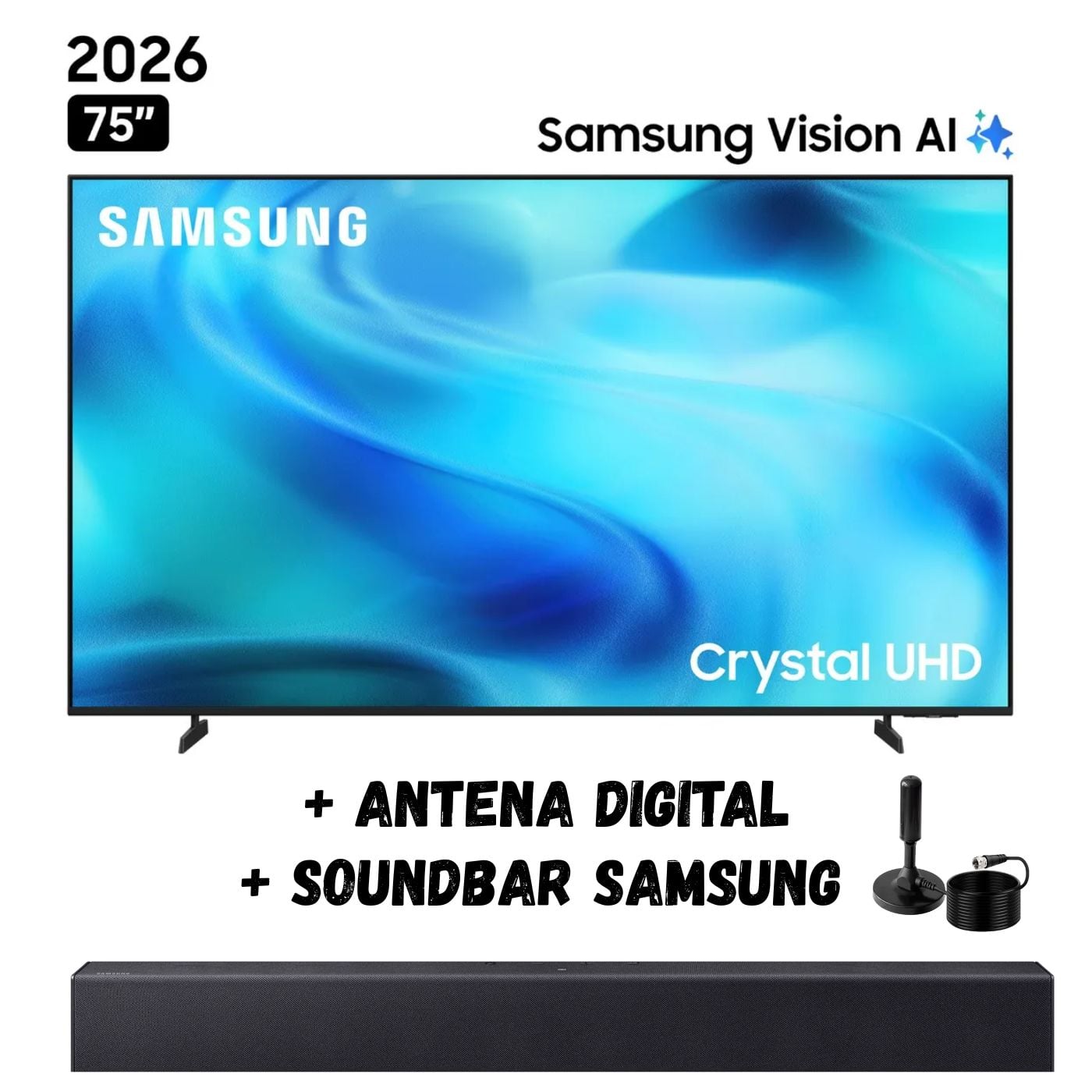 TELEVISOR SMART TV 75'' SAMSUNG CRYSTAL UHD 4K UN75U8000HGXPE VISION AI 2026 + ANT + SOUNDBAR SAMSUNG - 1